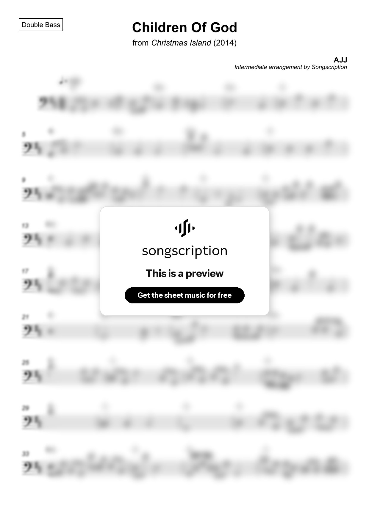 Intermediate Double Bass Sheet Music for "Children Of God" by AJJ