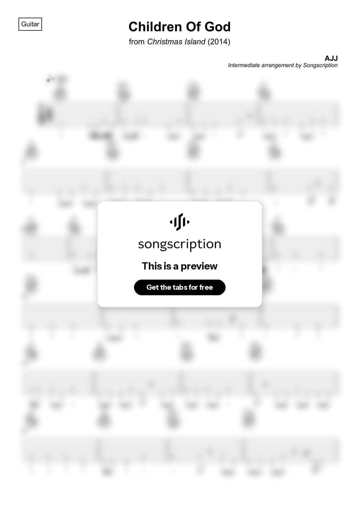 Intermediate Acoustic Guitar Tabs for "Children Of God" by AJJ