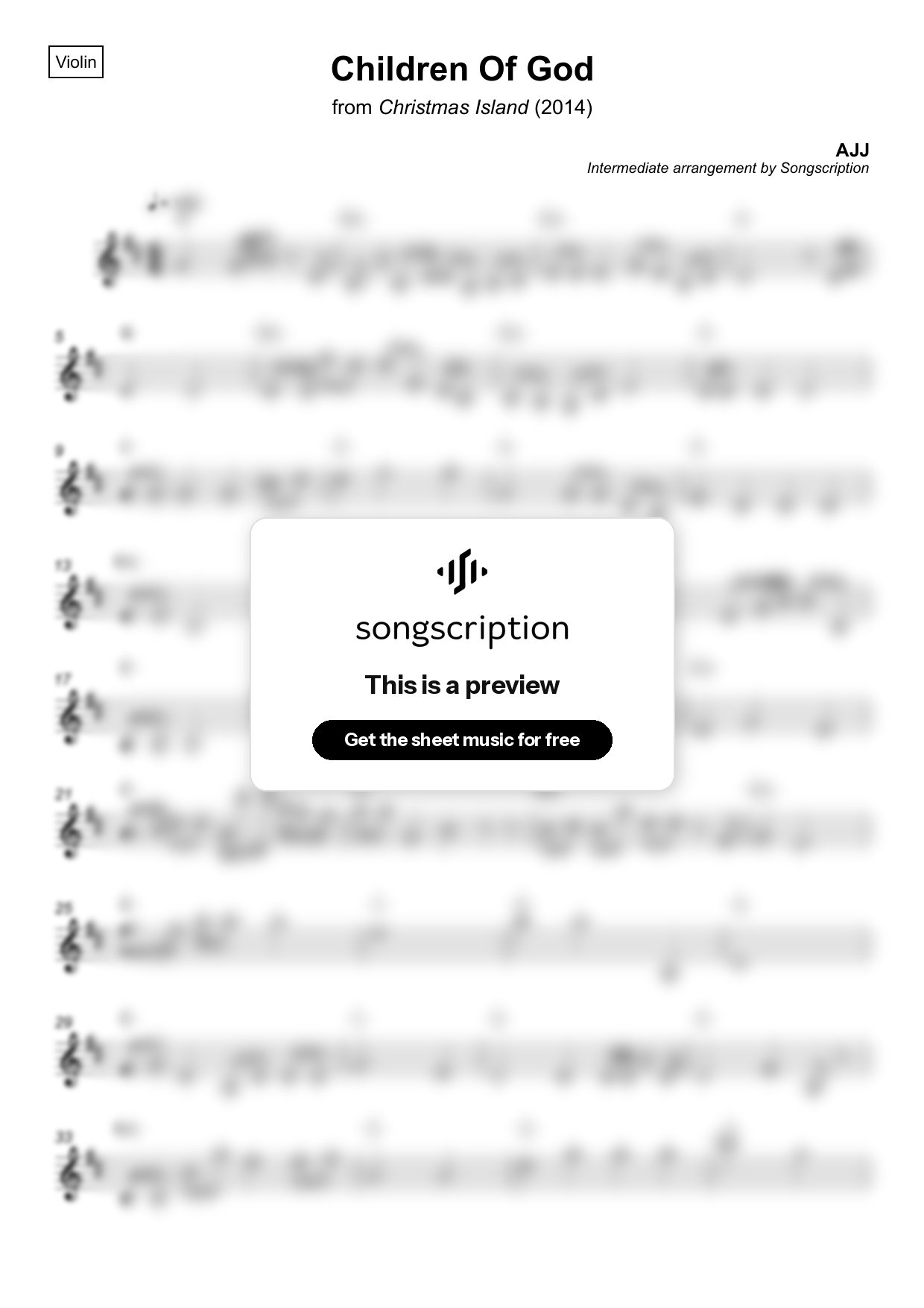 Intermediate Violin Sheet Music for "Children Of God" by AJJ