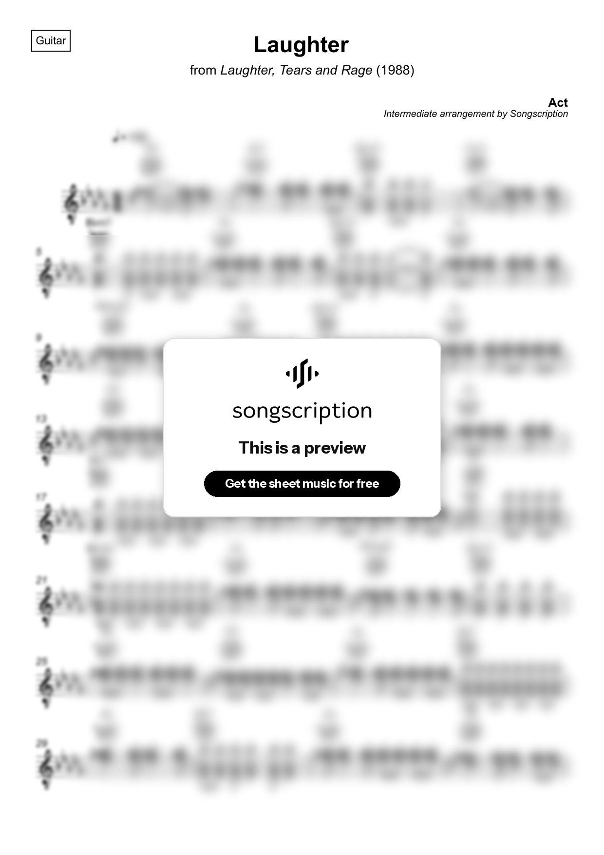 Intermediate Acoustic Guitar Sheet Music for "Laughter" by Act