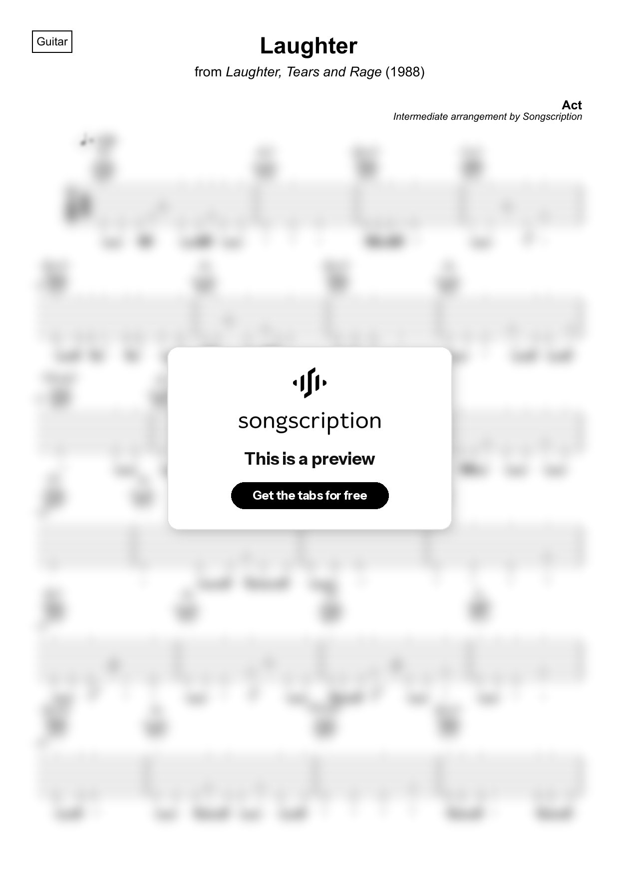 Intermediate Acoustic Guitar Tabs for "Laughter" by Act