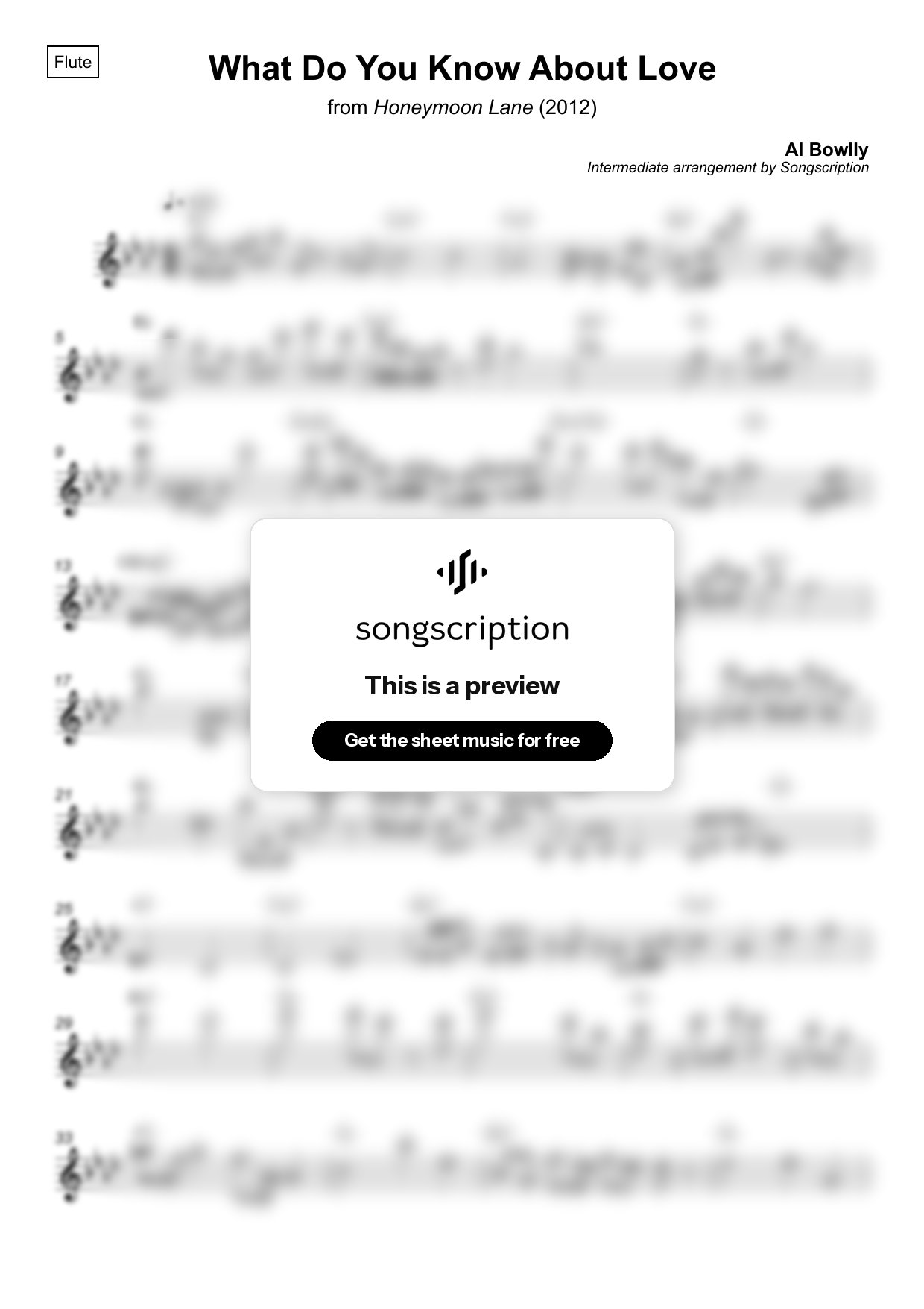 Intermediate Flute Sheet Music for "What Do You Know About Love" by Al Bowlly