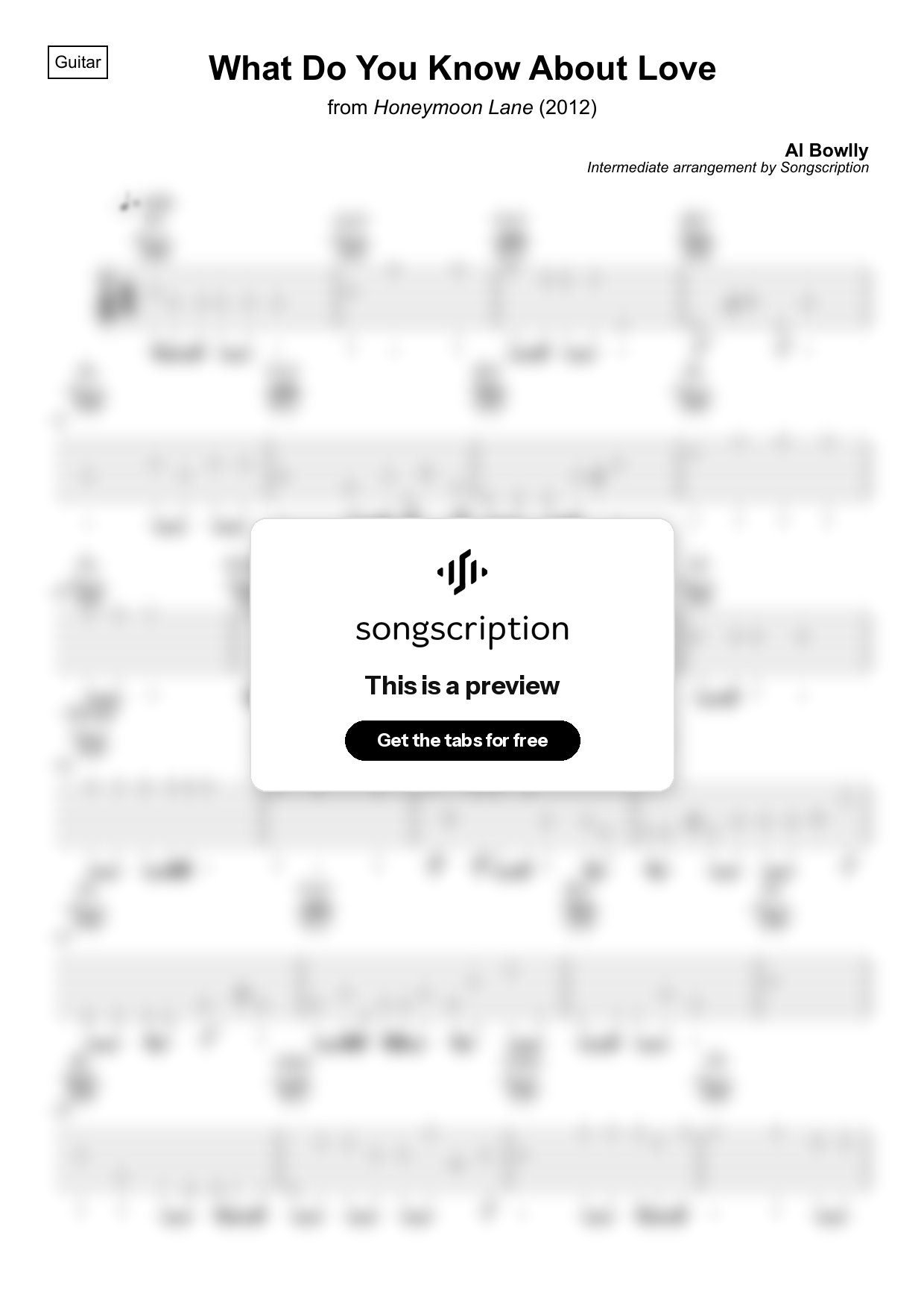 Intermediate Acoustic Guitar Tabs for "What Do You Know About Love" by Al Bowlly