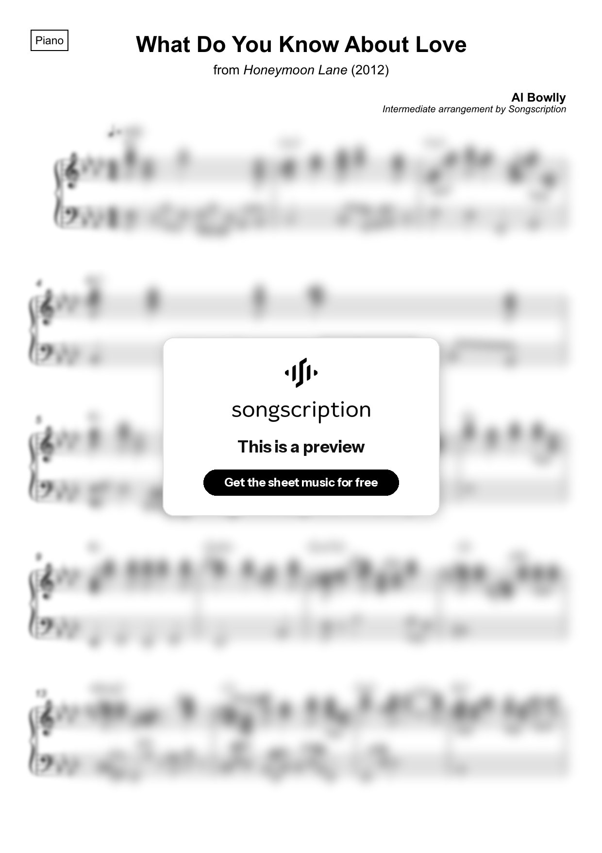 Intermediate Piano Sheet Music for "What Do You Know About Love" by Al Bowlly
