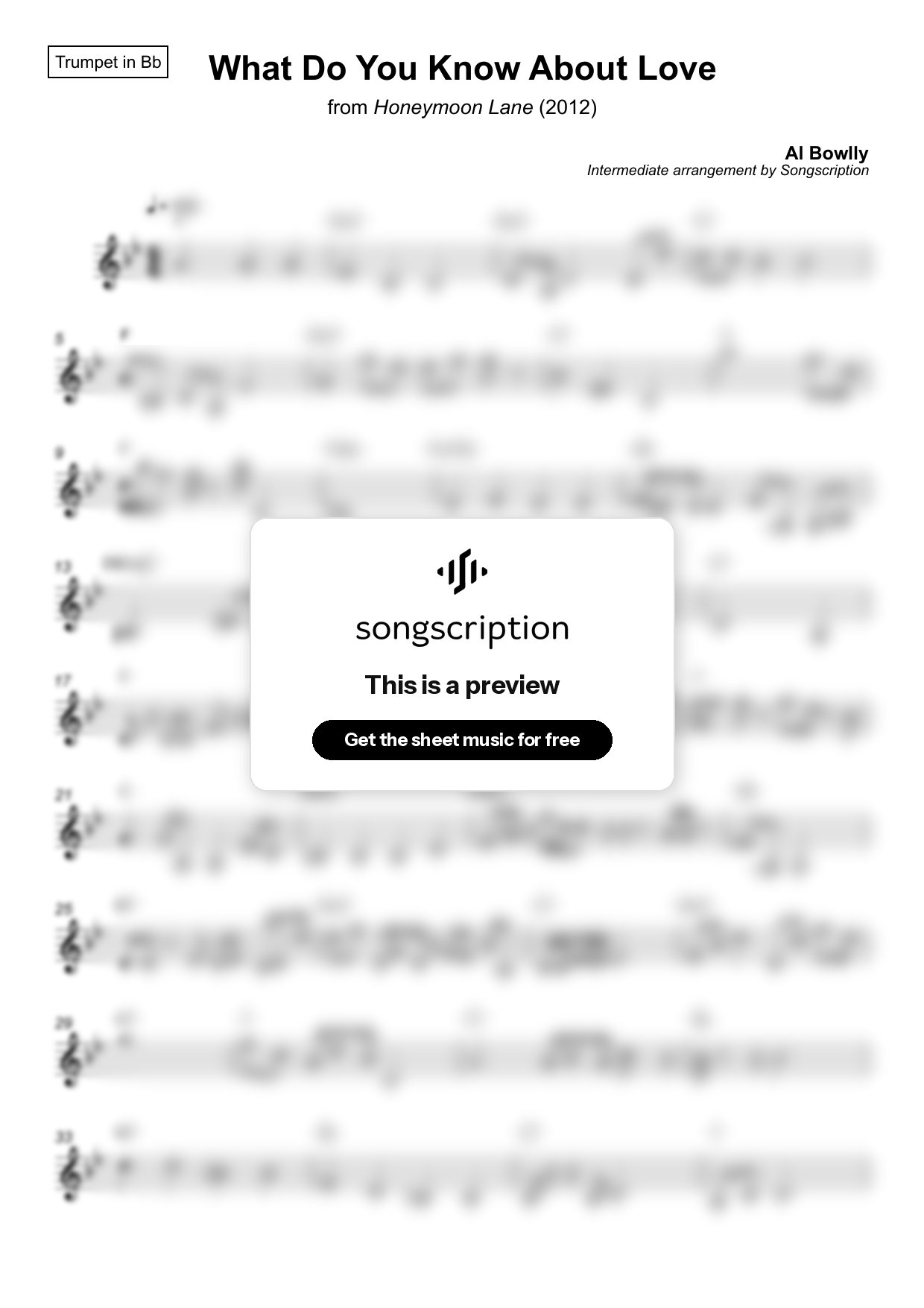 Intermediate Trumpet Sheet Music for "What Do You Know About Love" by Al Bowlly