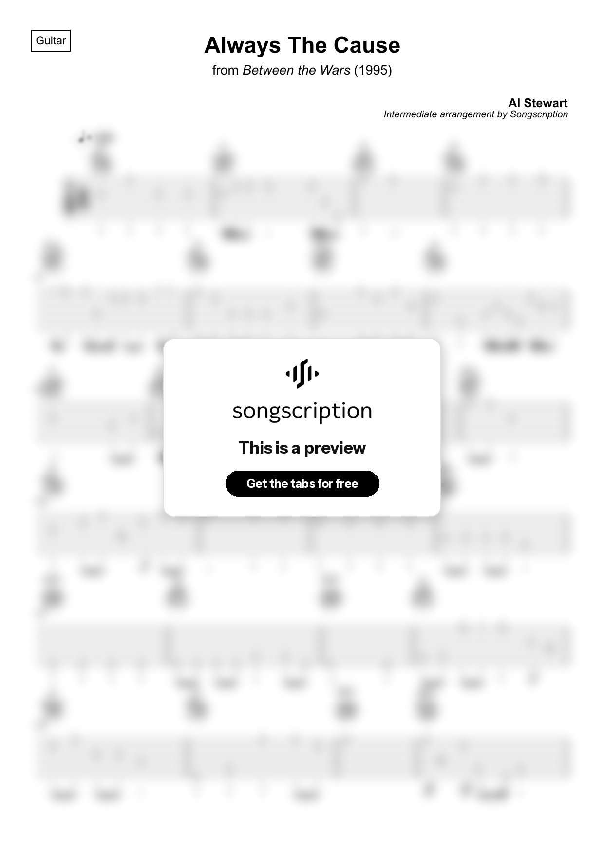 Intermediate Acoustic Guitar Tabs for "Always The Cause" by Al Stewart
