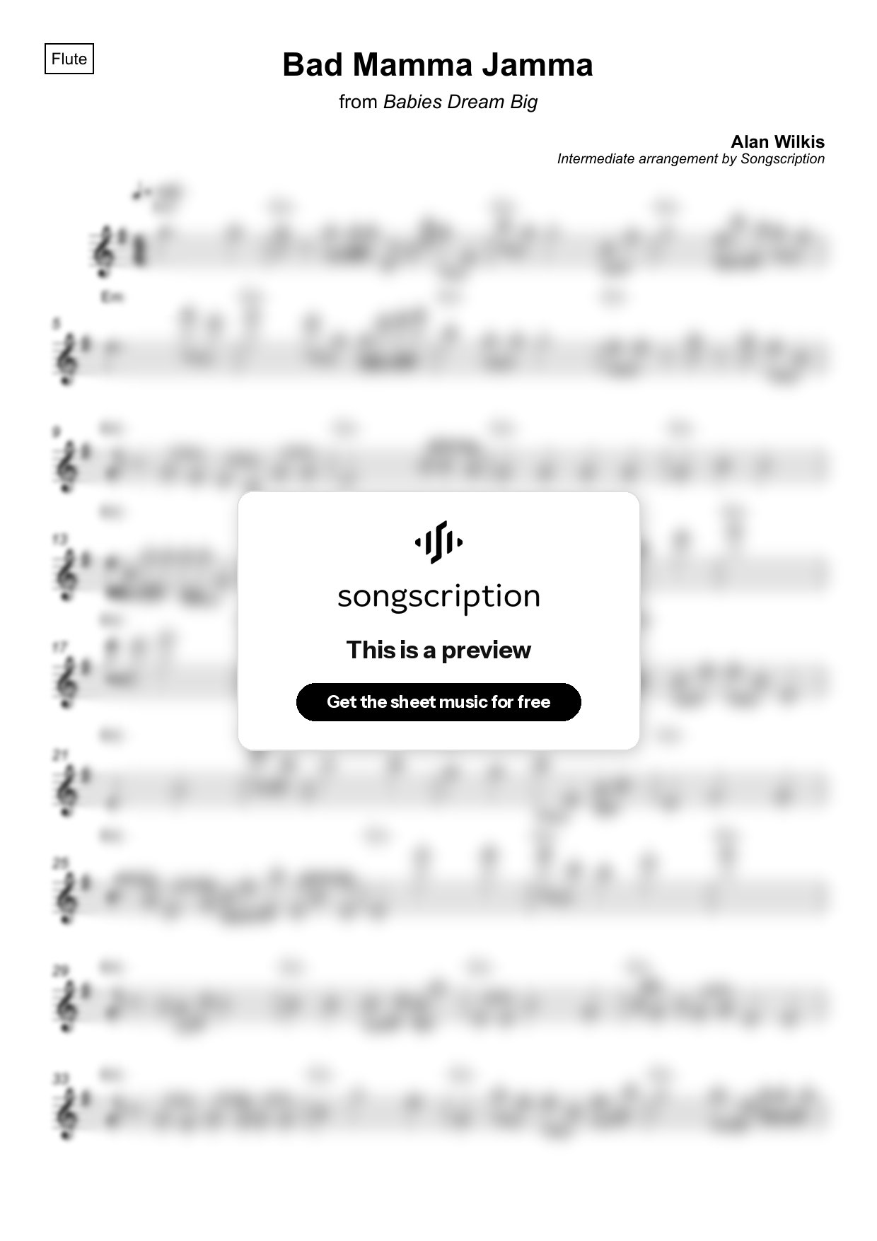 Intermediate Flute Sheet Music for "Bad Mamma Jamma" by Alan Wilkis