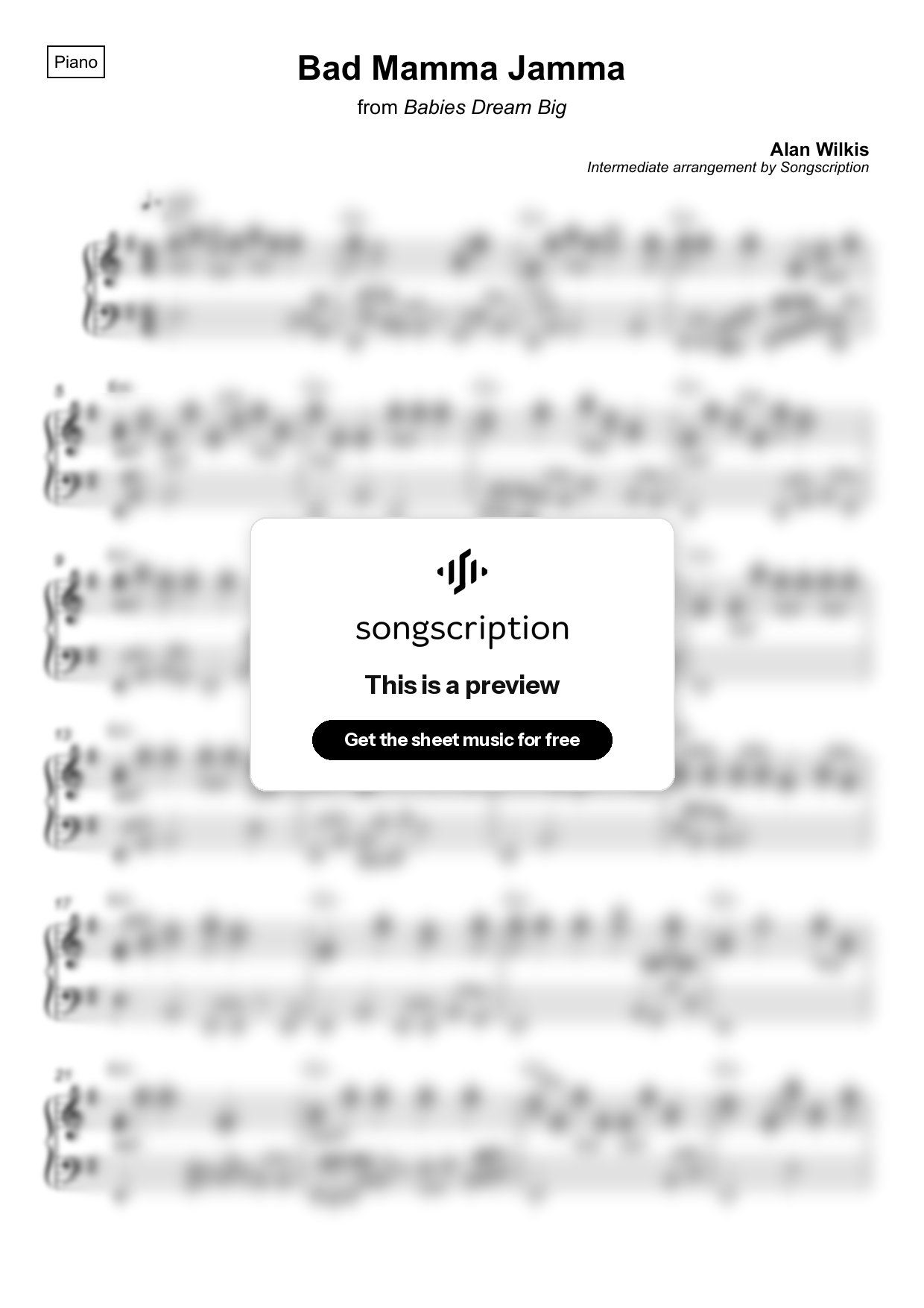 Intermediate Piano Sheet Music for "Bad Mamma Jamma" by Alan Wilkis