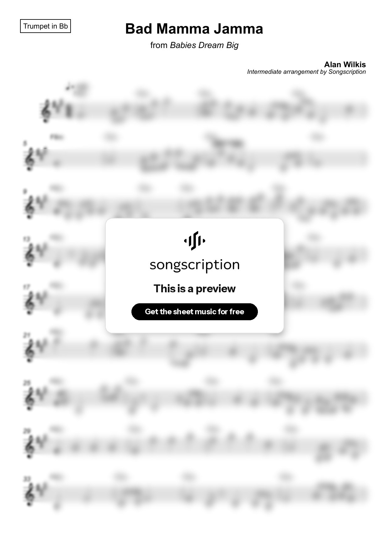 Intermediate Trumpet Sheet Music for "Bad Mamma Jamma" by Alan Wilkis