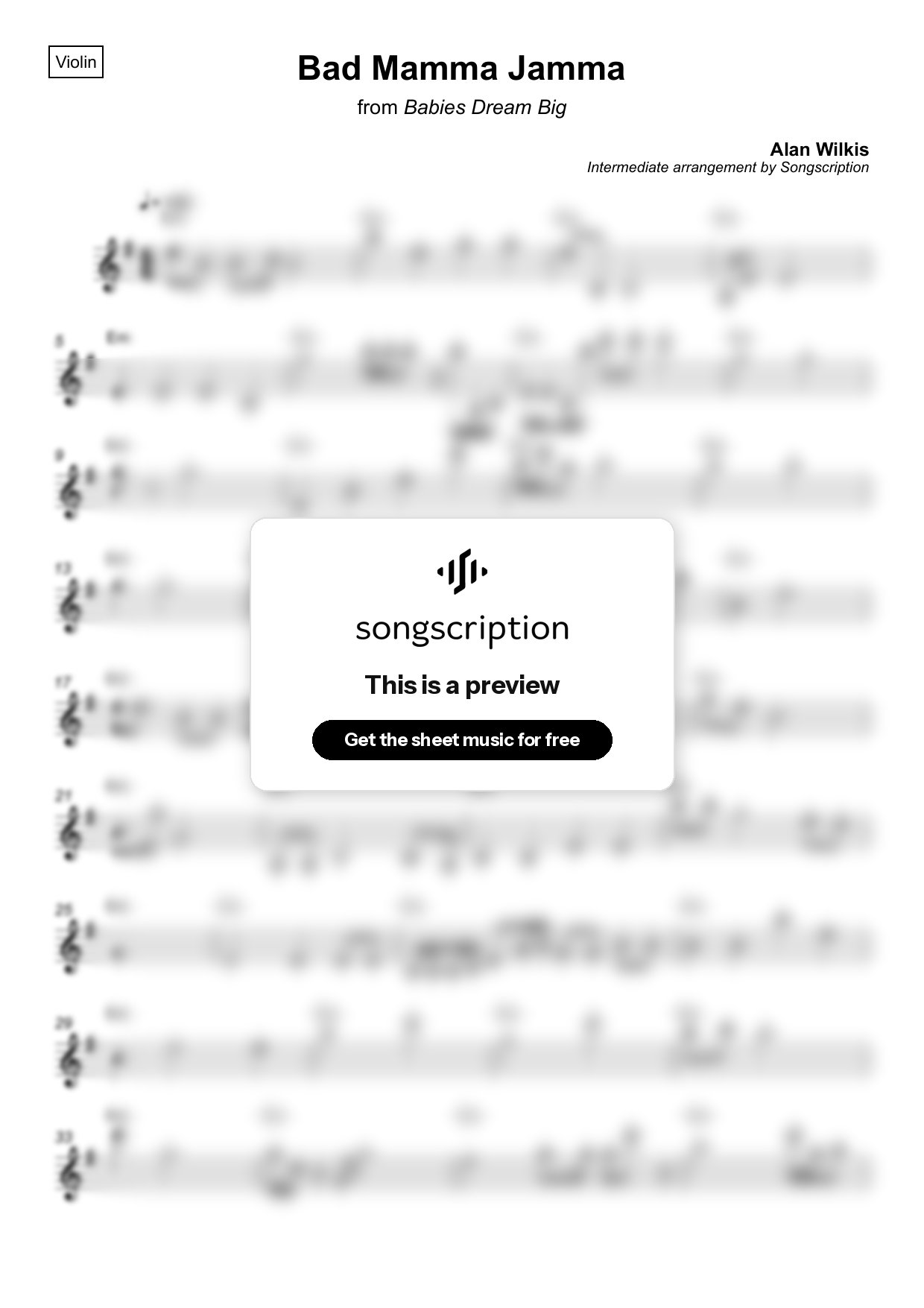 Intermediate Violin Sheet Music for "Bad Mamma Jamma" by Alan Wilkis