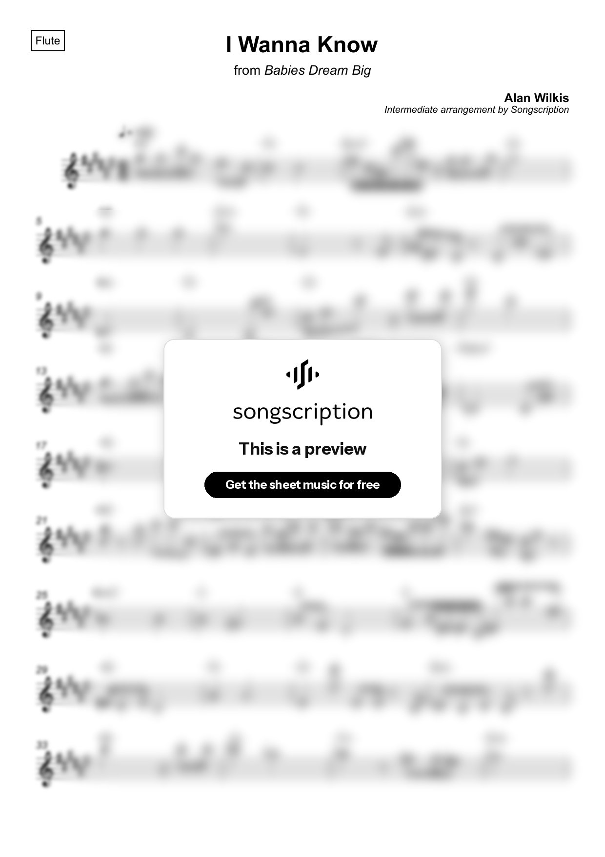 Intermediate Flute Sheet Music for "I Wanna Know" by Alan Wilkis