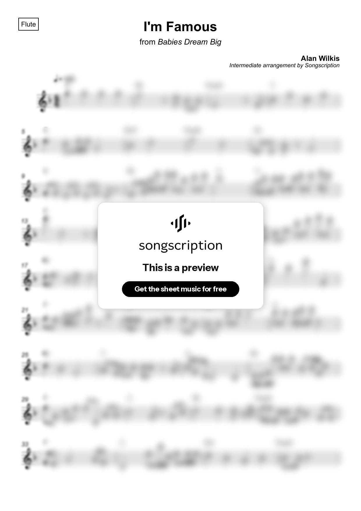 Intermediate Flute Sheet Music for "I'm Famous" by Alan Wilkis