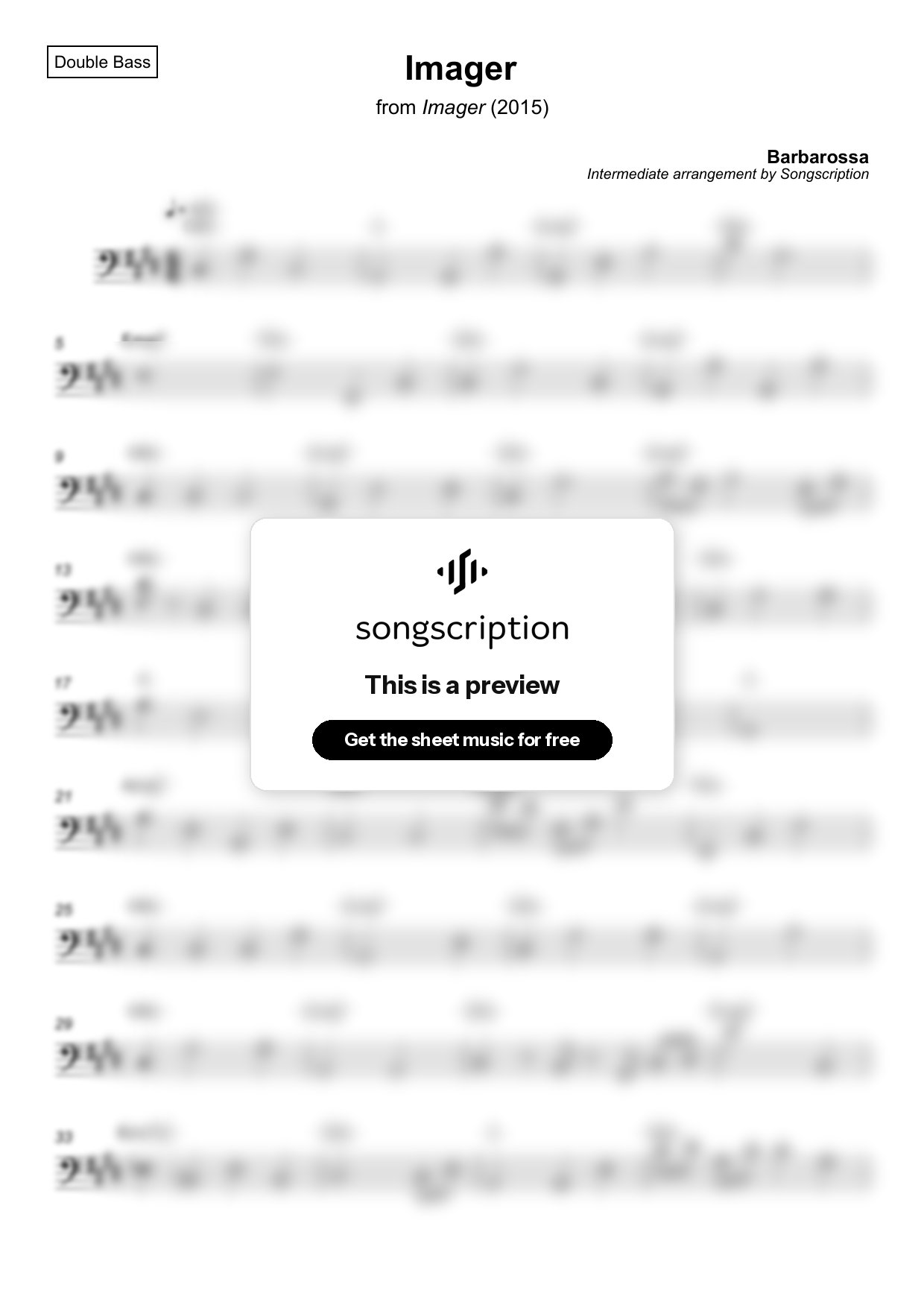 Intermediate Double Bass Sheet Music for "Imager" by Barbarossa