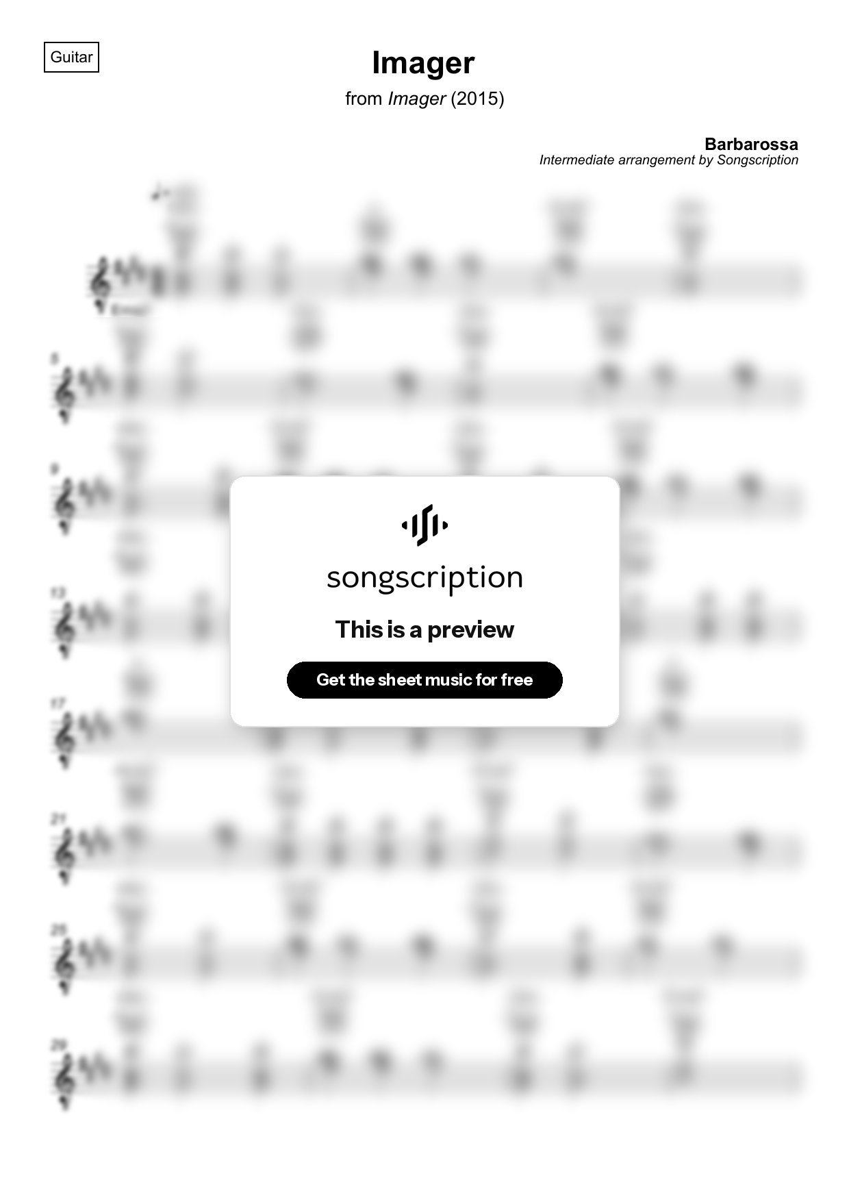 Intermediate Acoustic Guitar Sheet Music for "Imager" by Barbarossa