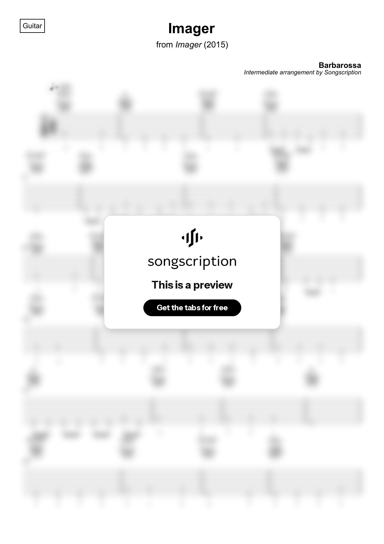 Intermediate Acoustic Guitar Tabs for "Imager" by Barbarossa