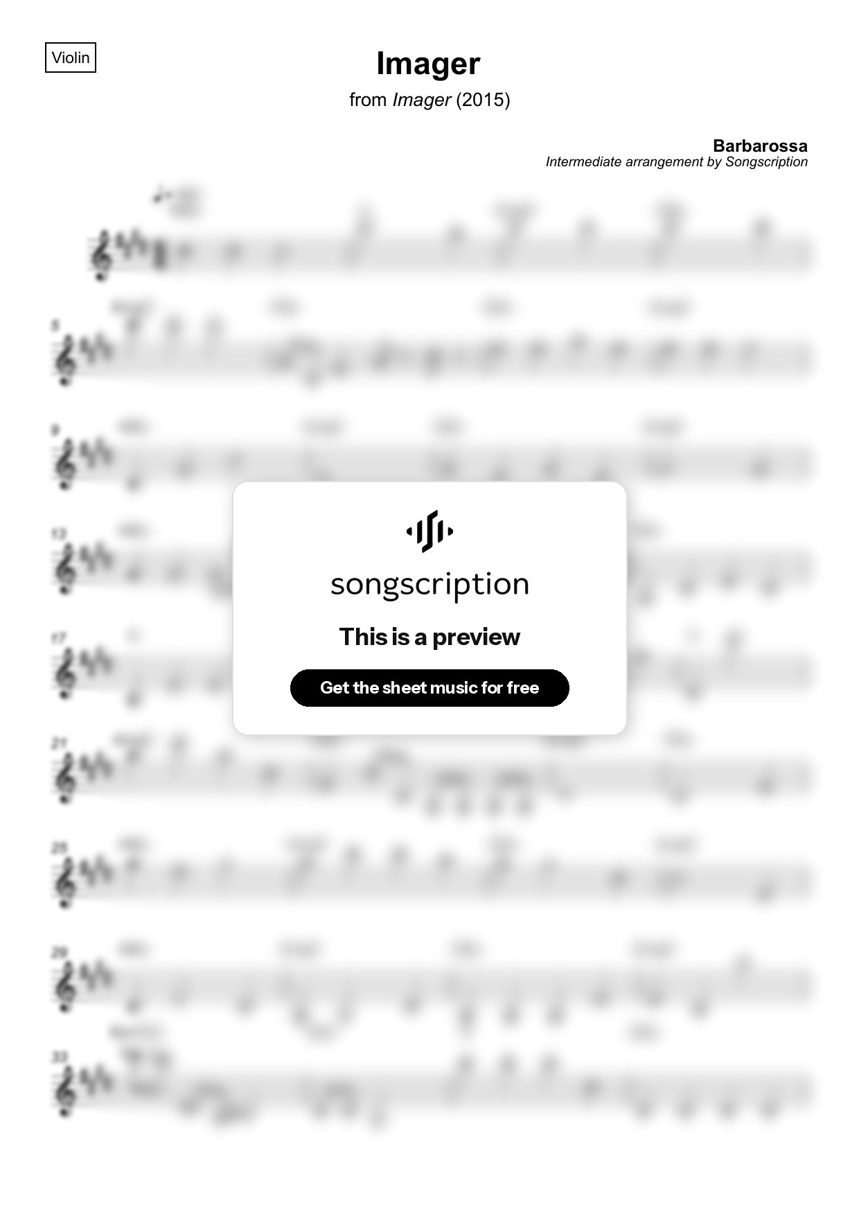 Intermediate Violin Sheet Music for "Imager" by Barbarossa