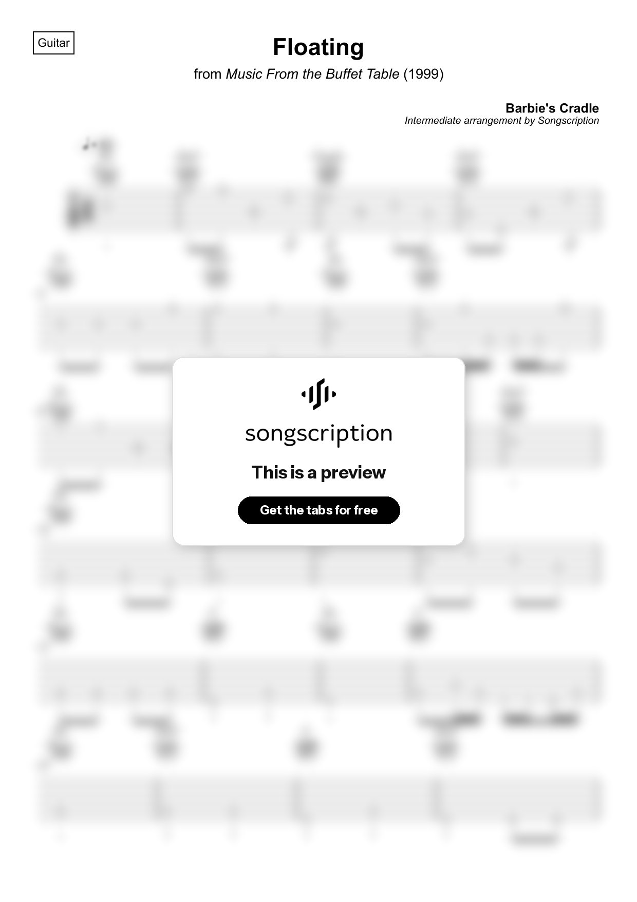 Intermediate Acoustic Guitar Tabs for "Floating" by Barbie's Cradle
