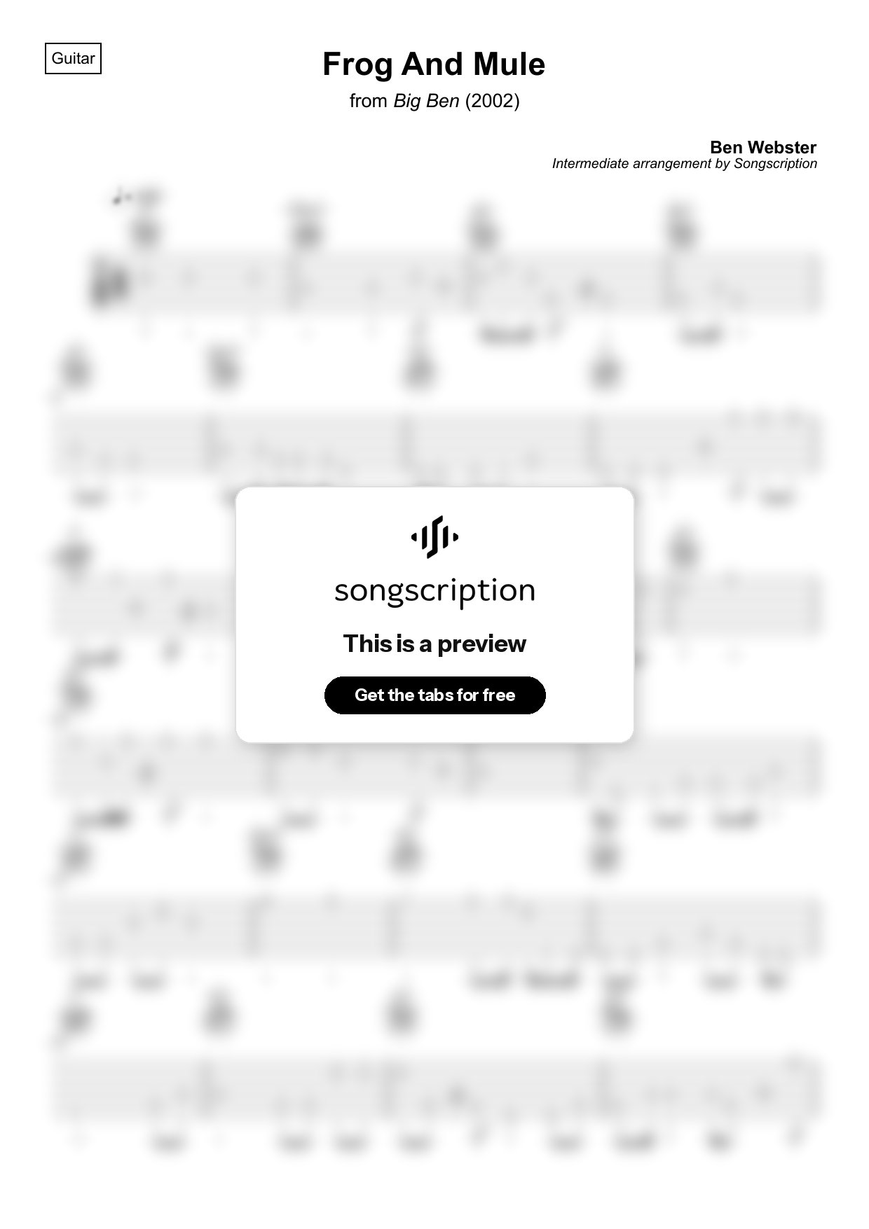 Intermediate Acoustic Guitar Tabs for "Frog And Mule" by Ben Webster