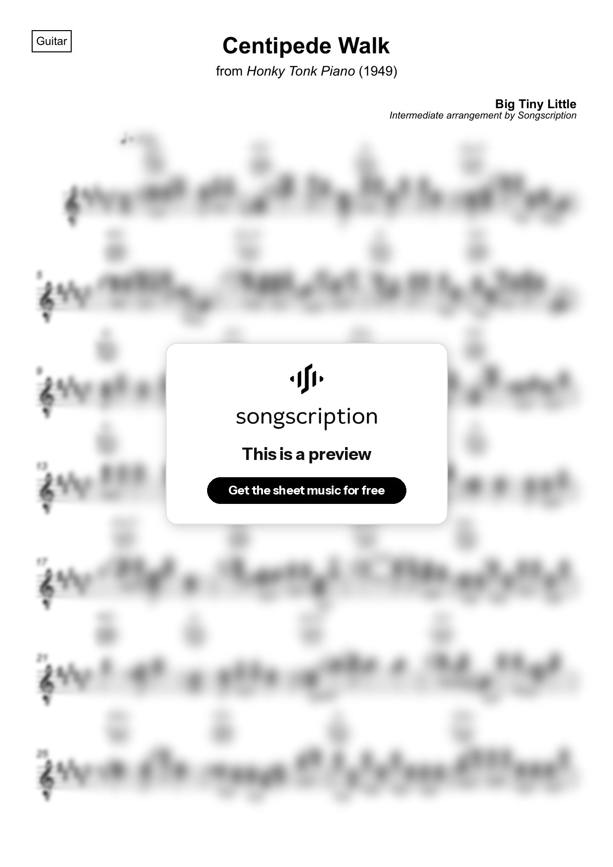 Intermediate Acoustic Guitar Sheet Music for "Centipede Walk" by Big Tiny Little