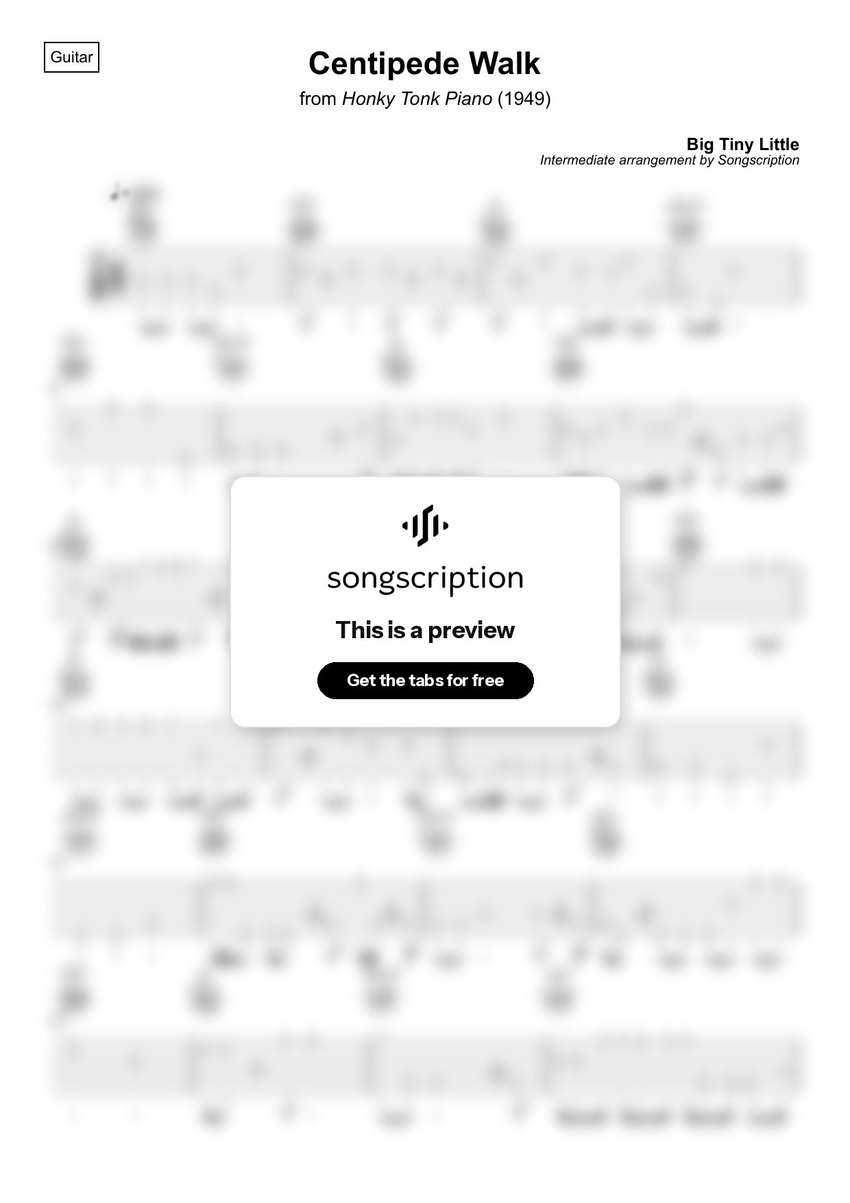 Intermediate Acoustic Guitar Tabs for "Centipede Walk" by Big Tiny Little