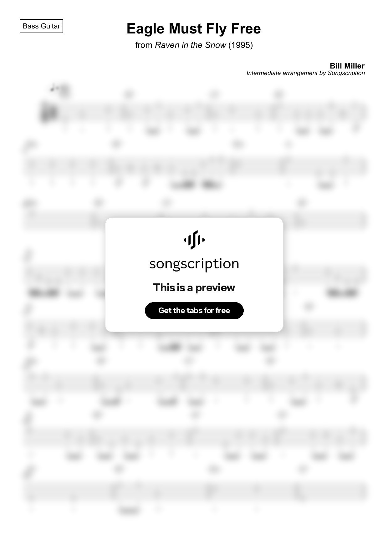 Intermediate Bass Guitar Tabs for "Eagle Must Fly Free" by Bill Miller