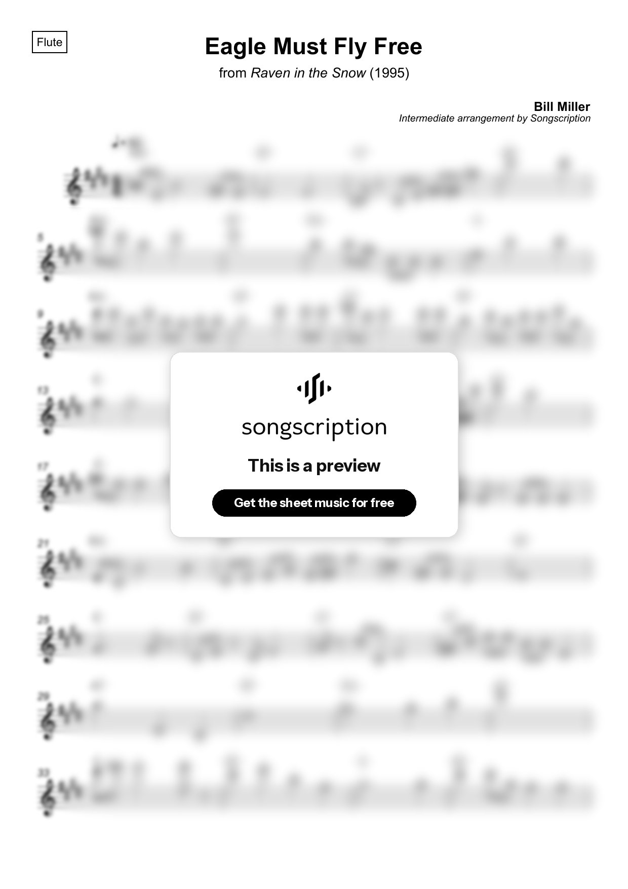 Intermediate Flute Sheet Music for "Eagle Must Fly Free" by Bill Miller