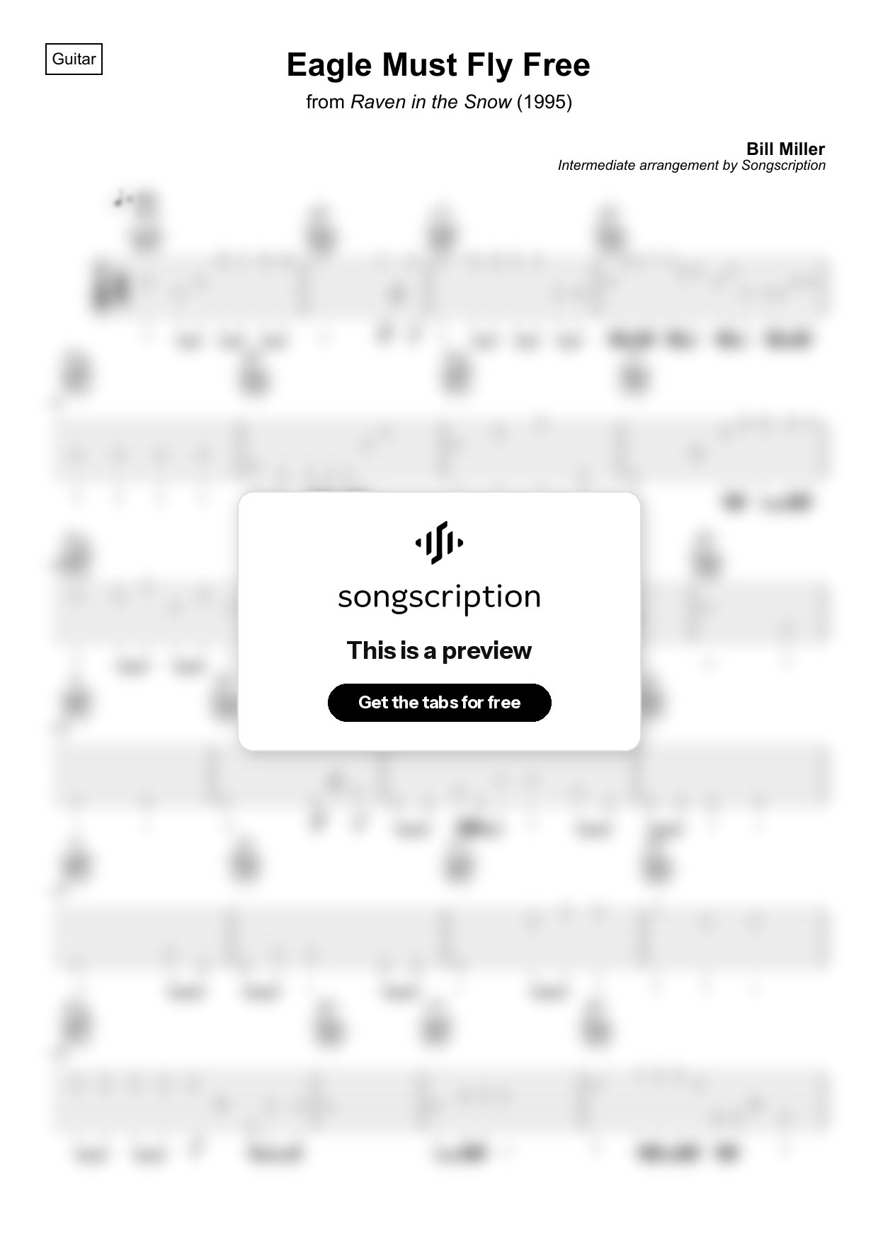 Intermediate Acoustic Guitar Tabs for "Eagle Must Fly Free" by Bill Miller