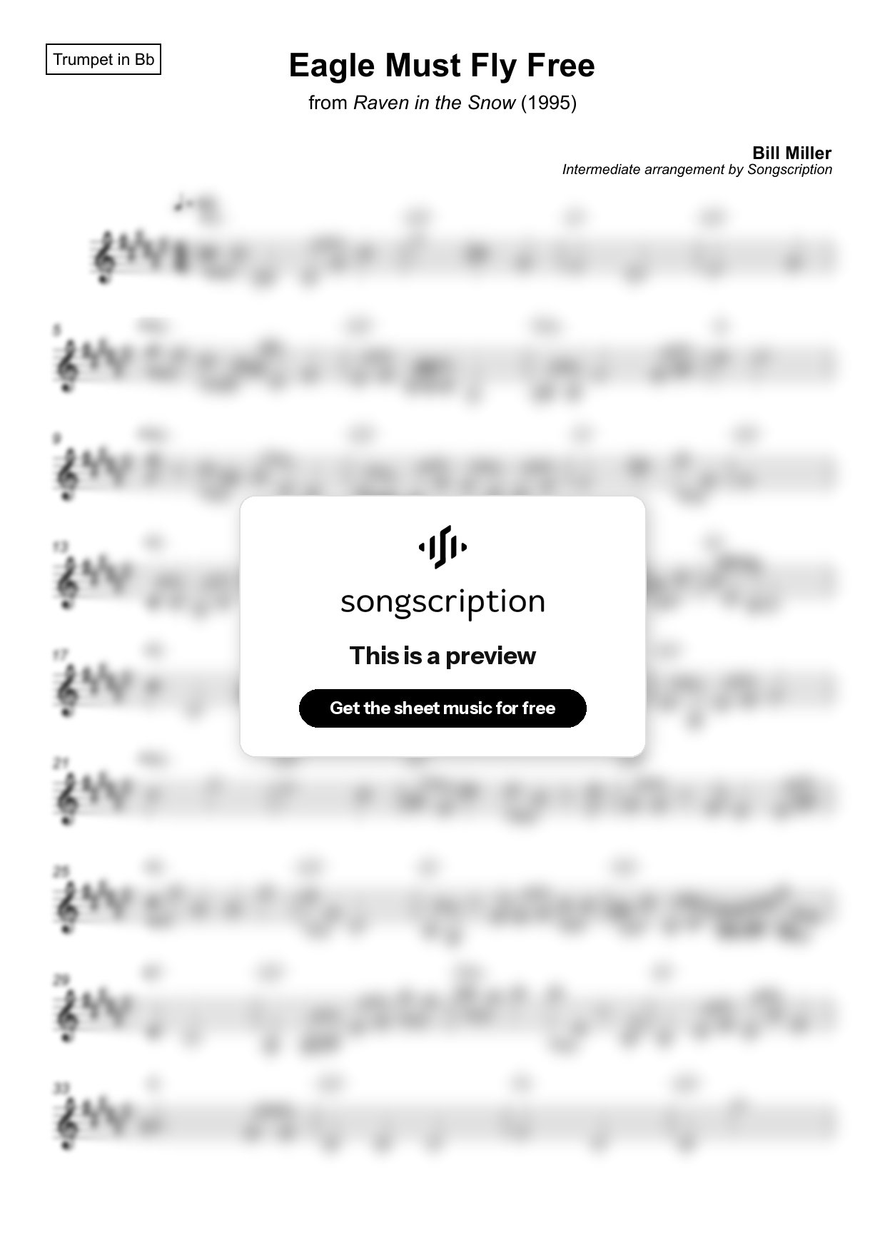 Intermediate Trumpet Sheet Music for "Eagle Must Fly Free" by Bill Miller