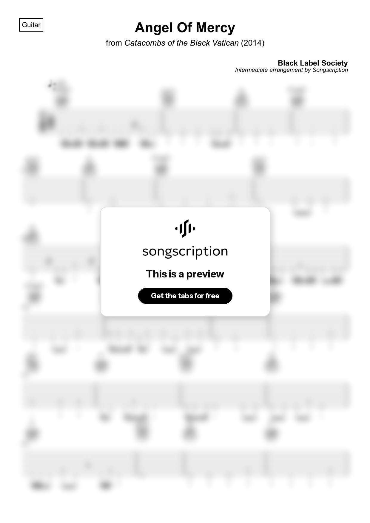 Intermediate Acoustic Guitar Tabs for "Angel Of Mercy" by Black Label Society