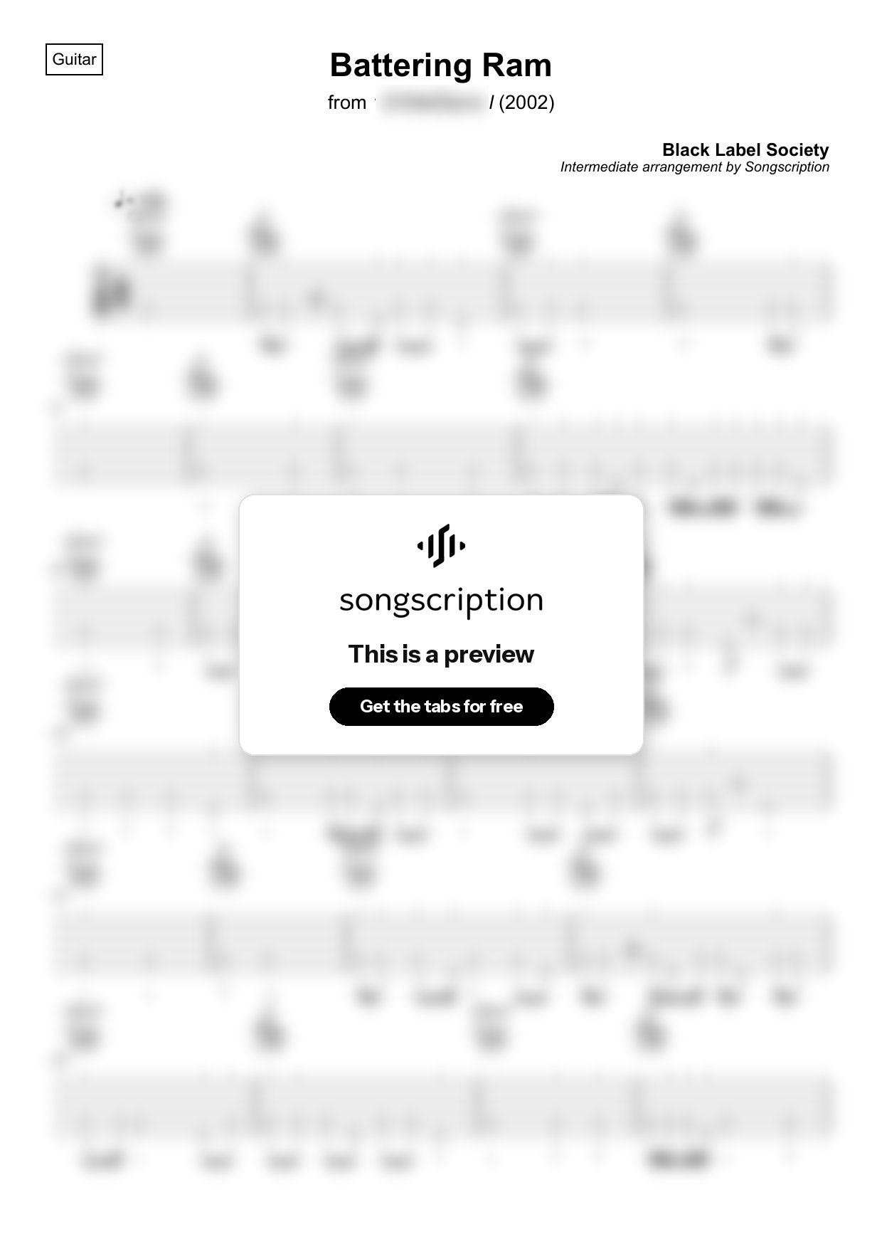 Intermediate Acoustic Guitar Tabs for "Battering Ram" by Black Label Society