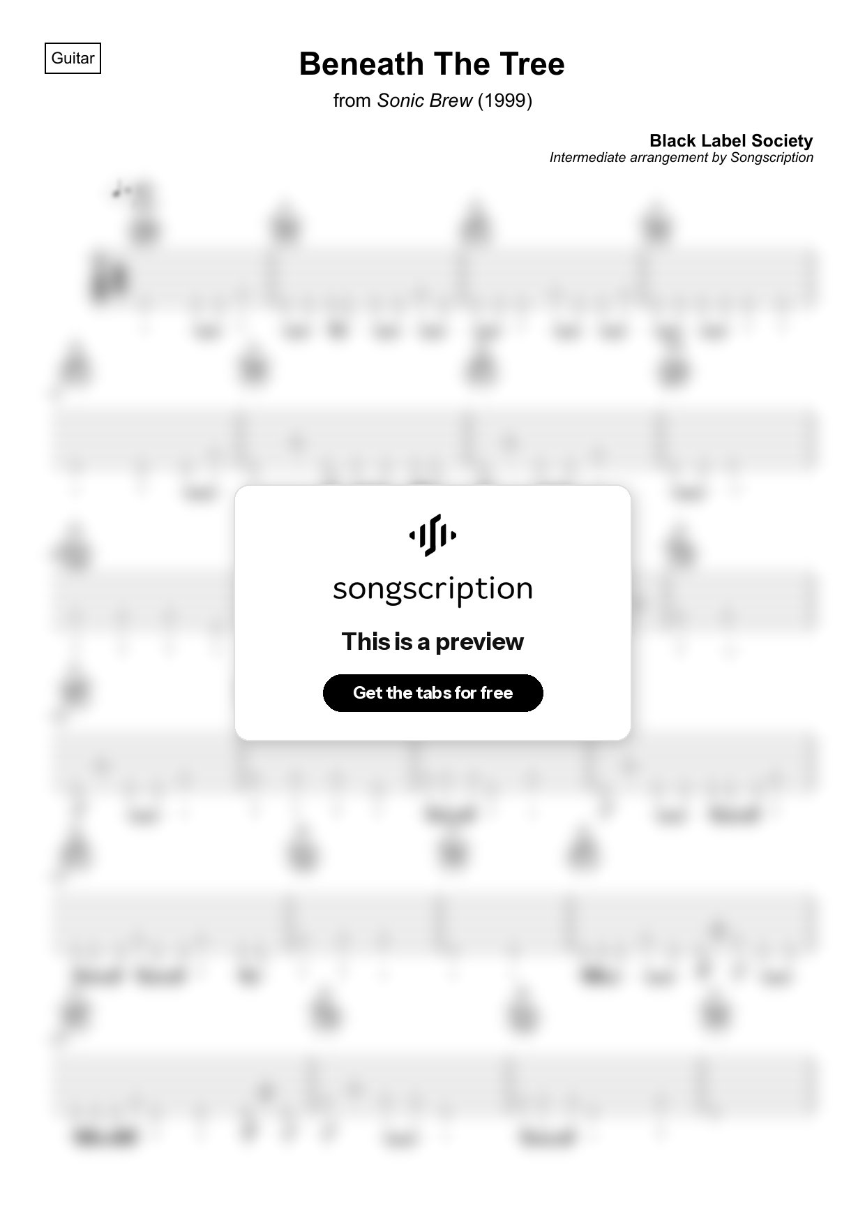Intermediate Acoustic Guitar Tabs for "Beneath The Tree" by Black Label Society