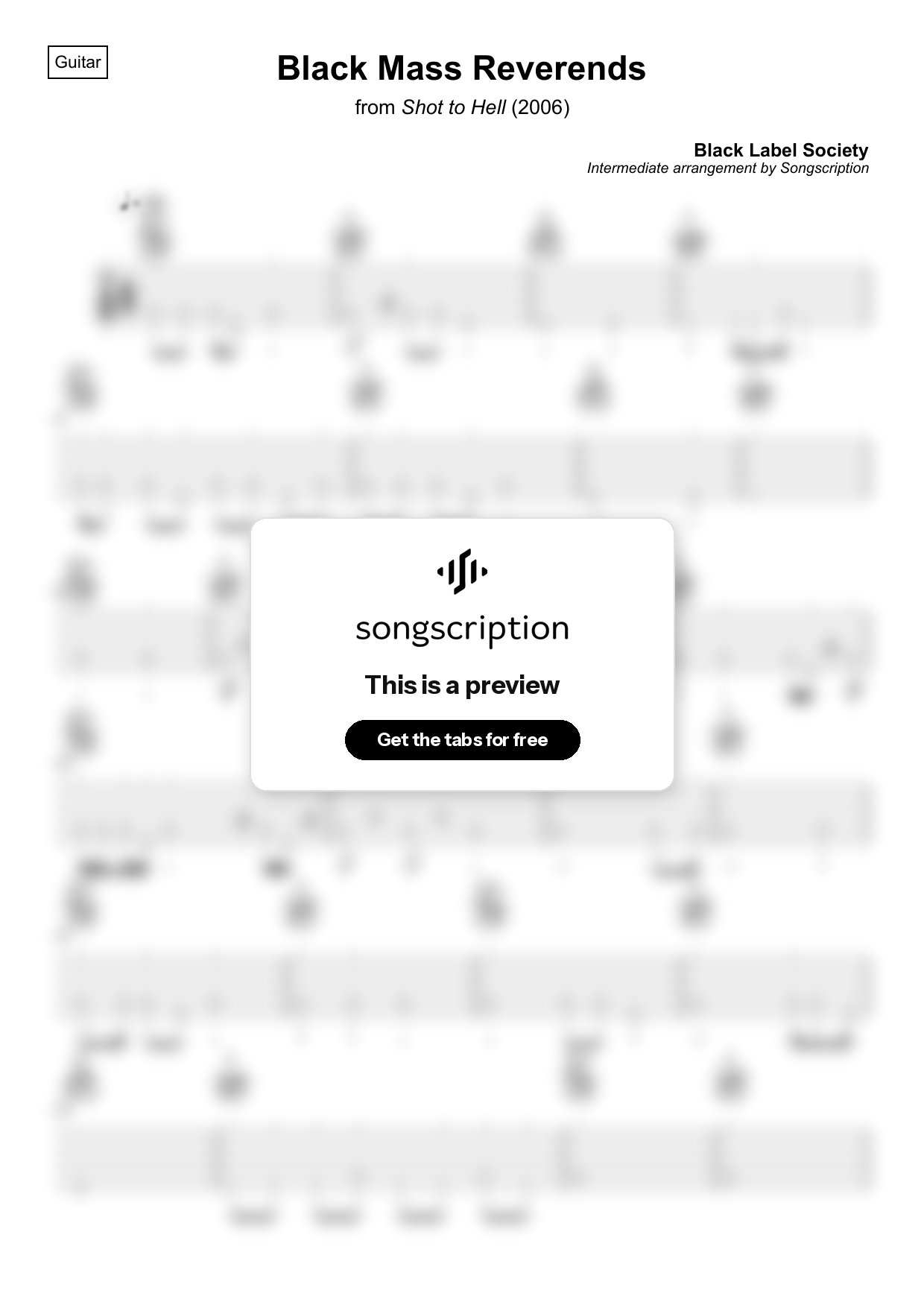 Intermediate Acoustic Guitar Tabs for "Black Mass Reverends" by Black Label Society