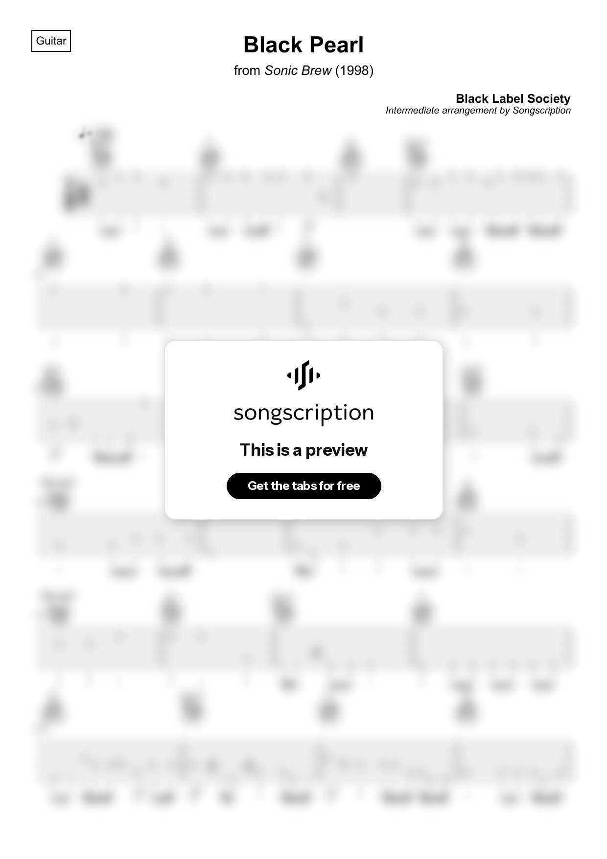Intermediate Acoustic Guitar Tabs for "Black Pearl" by Black Label Society