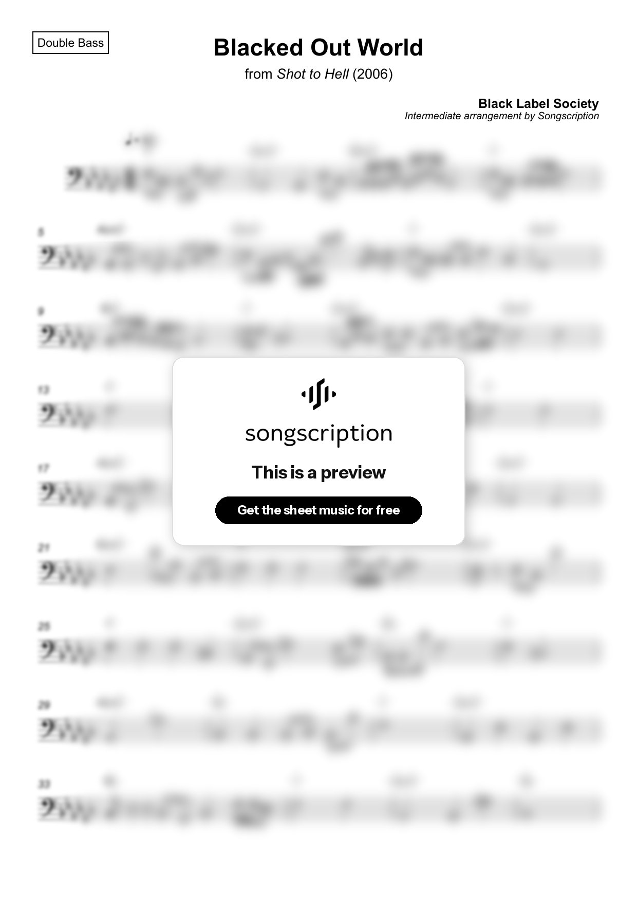 Intermediate Double Bass Sheet Music for "Blacked Out World" by Black Label Society