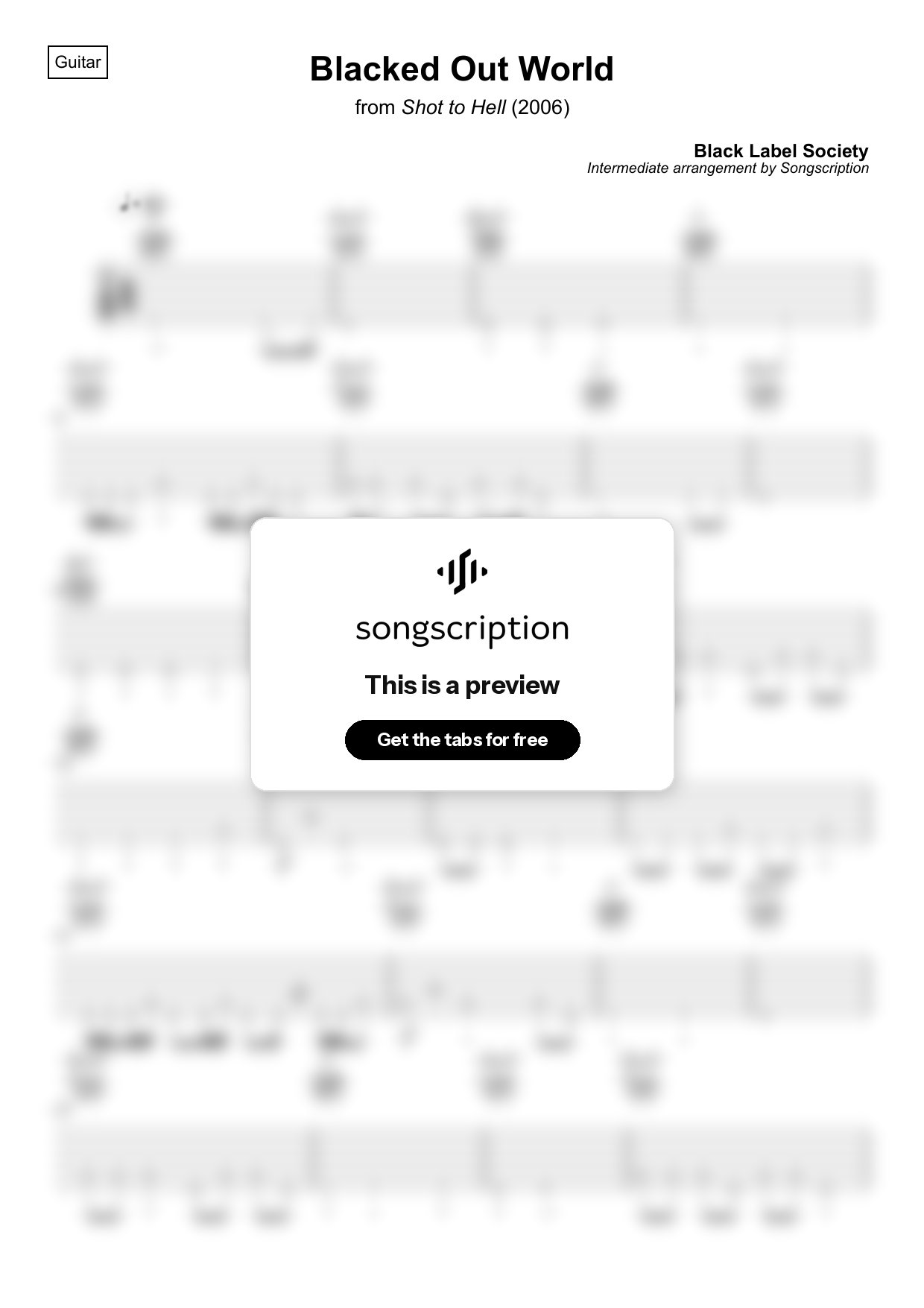 Intermediate Acoustic Guitar Tabs for "Blacked Out World" by Black Label Society
