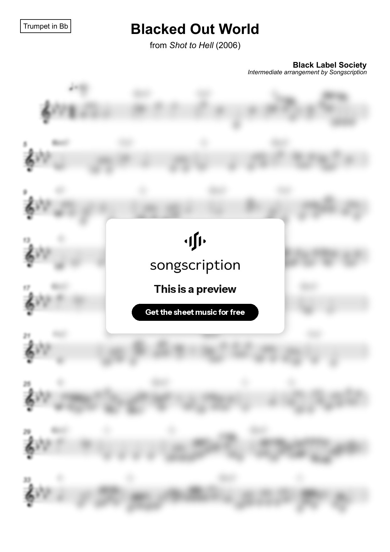 Intermediate Trumpet Sheet Music for "Blacked Out World" by Black Label Society