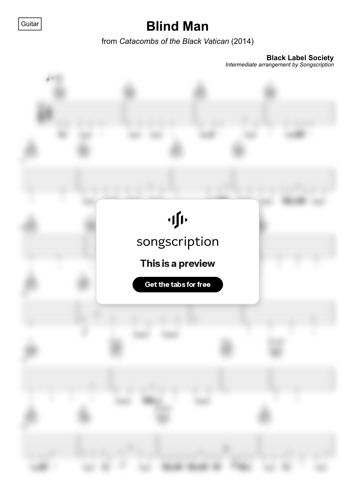 Intermediate Acoustic Guitar Tabs for "Blind Man" by Black Label Society