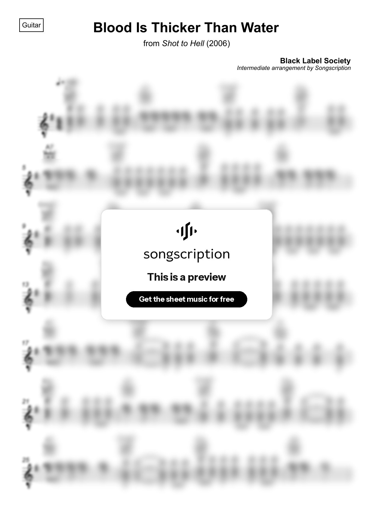 Intermediate Acoustic Guitar Sheet Music for "Blood Is Thicker Than Water" by Black Label Society