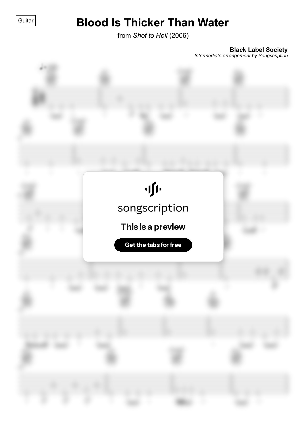 Intermediate Acoustic Guitar Tabs for "Blood Is Thicker Than Water" by Black Label Society