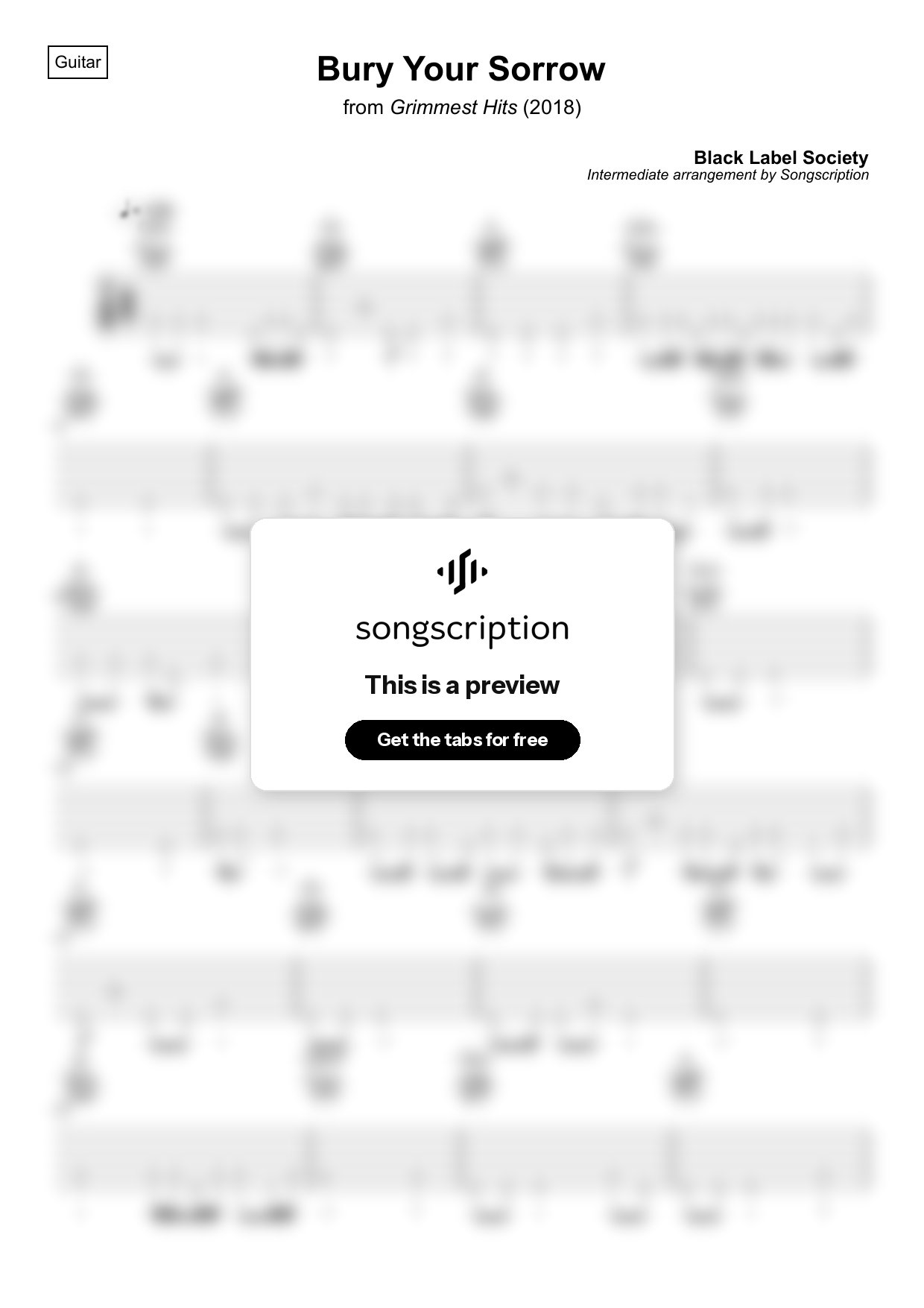 Intermediate Acoustic Guitar Tabs for "Bury Your Sorrow" by Black Label Society