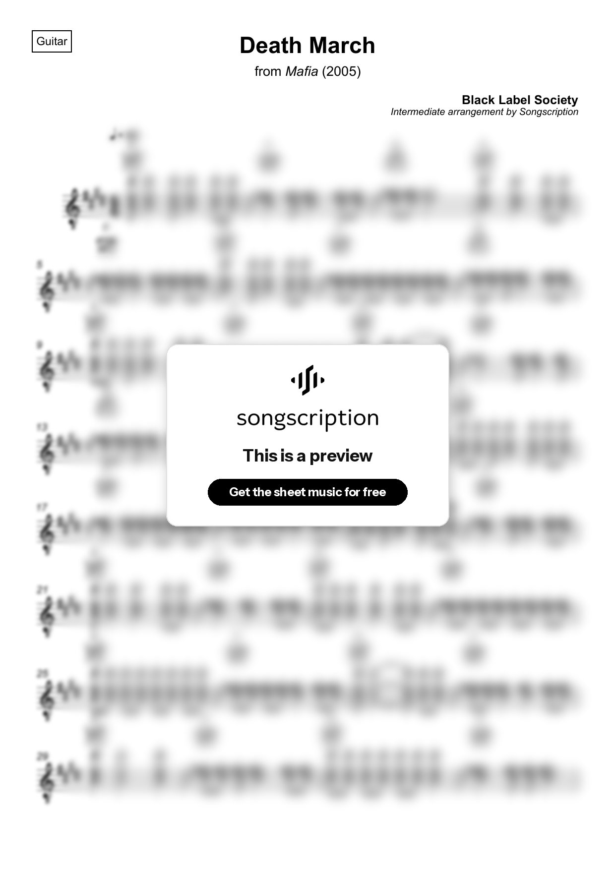 Intermediate Acoustic Guitar Sheet Music for "Death March" by Black Label Society