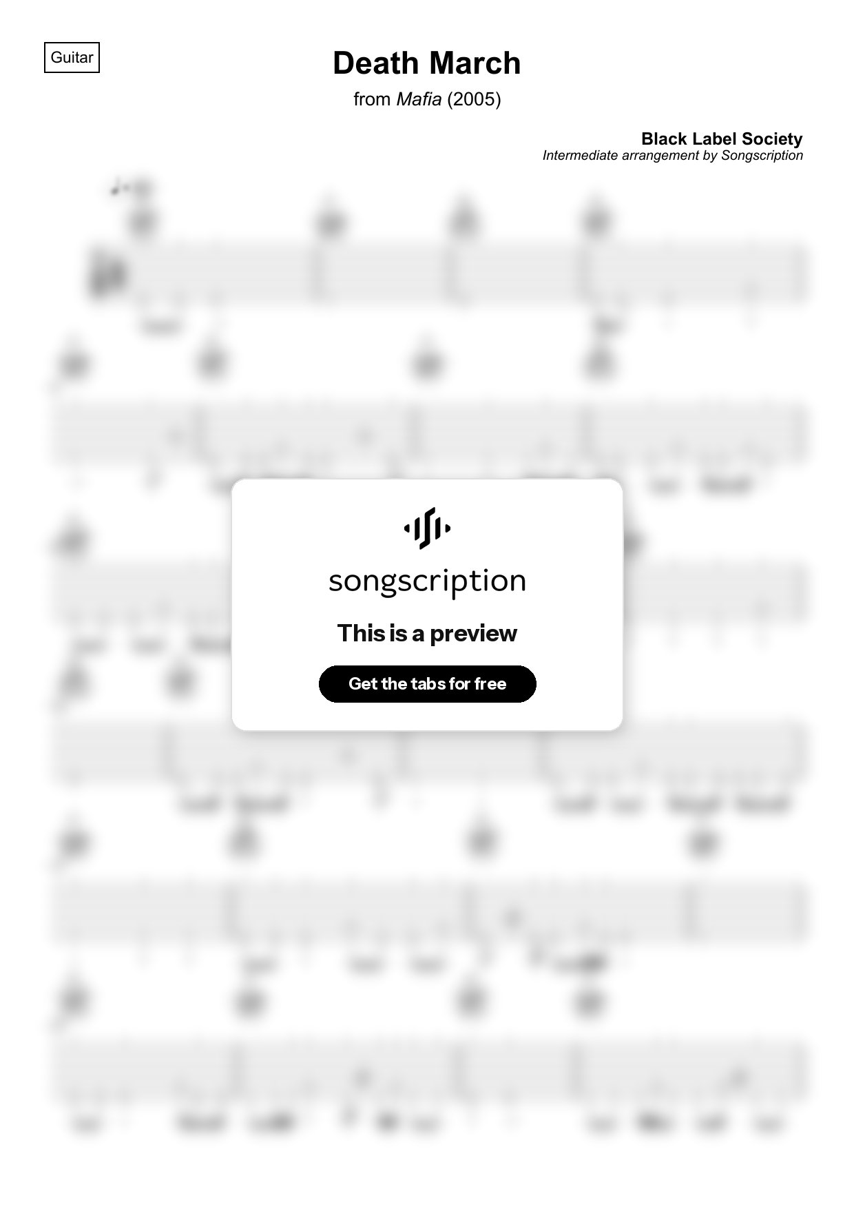Intermediate Acoustic Guitar Tabs for "Death March" by Black Label Society