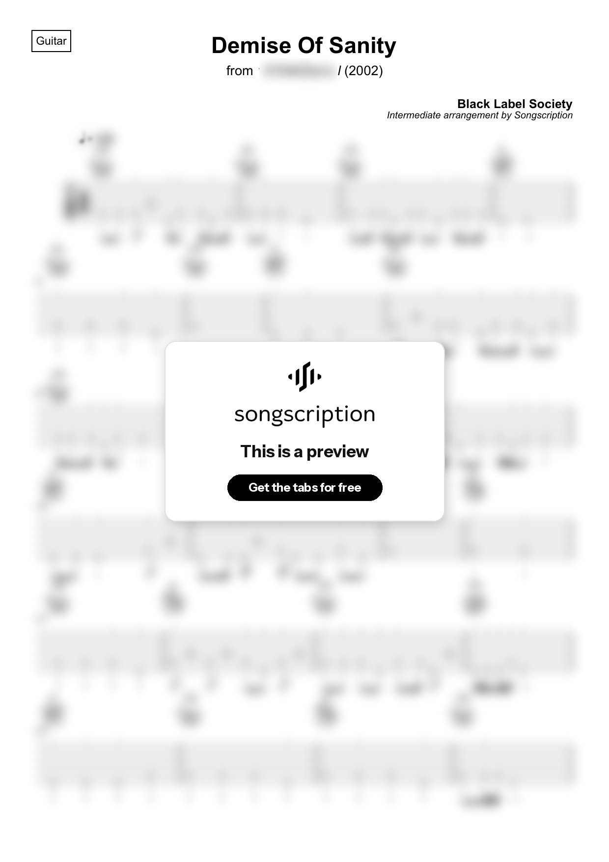Intermediate Acoustic Guitar Tabs for "Demise Of Sanity" by Black Label Society