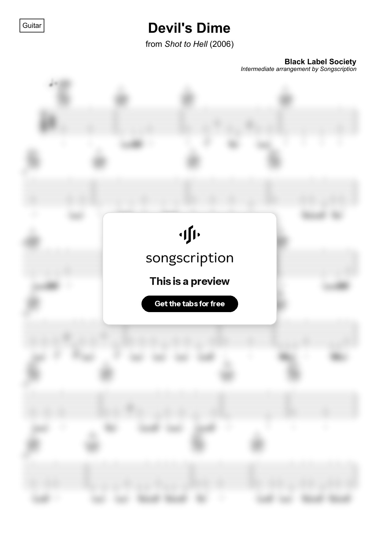 Intermediate Acoustic Guitar Tabs for "Devil's Dime" by Black Label Society