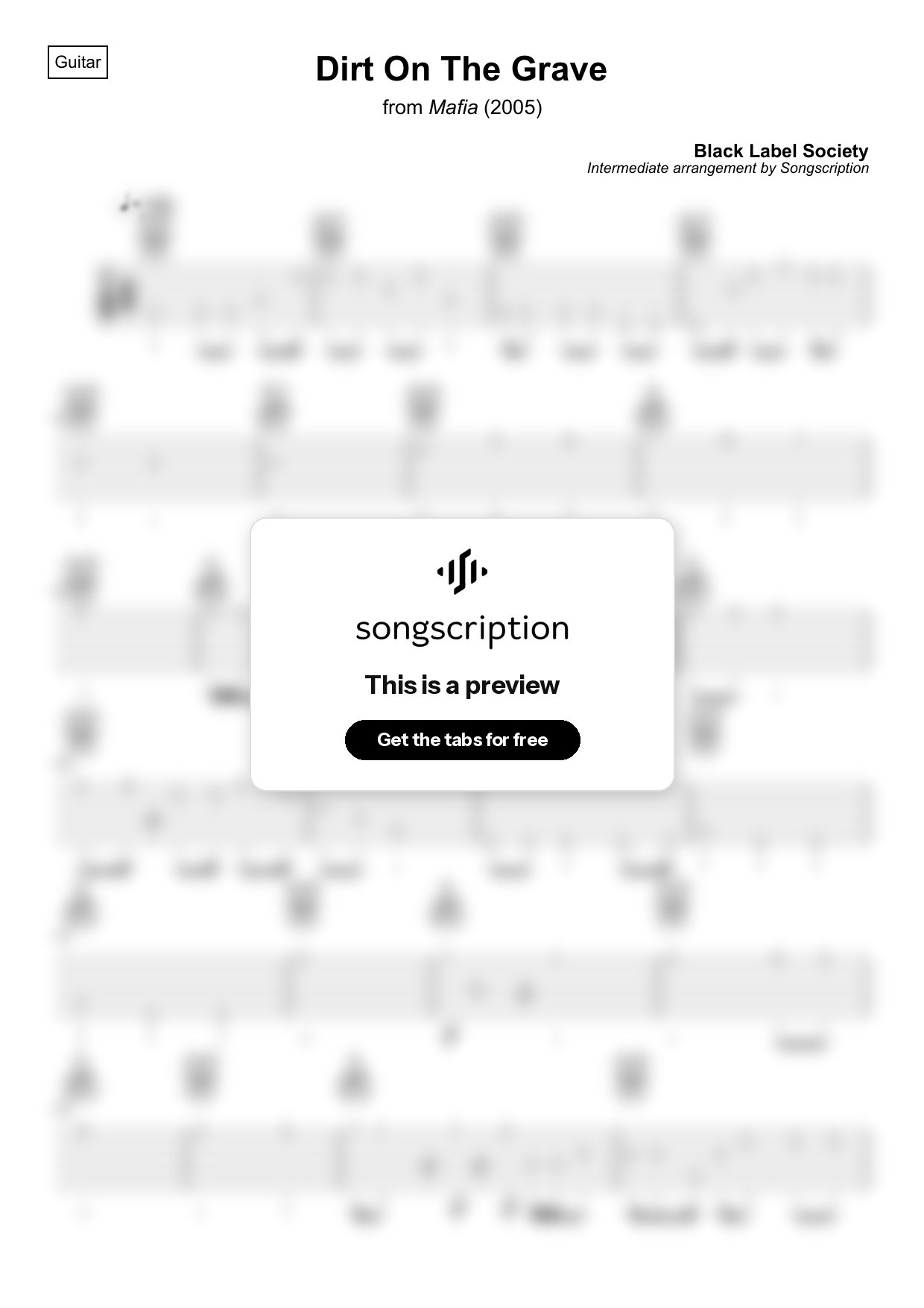 Intermediate Acoustic Guitar Tabs for "Dirt On The Grave" by Black Label Society