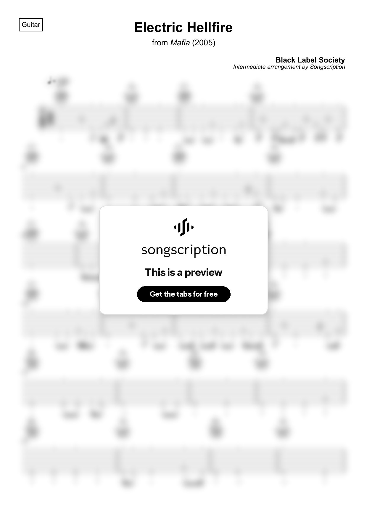 Intermediate Acoustic Guitar Tabs for "Electric Hellfire" by Black Label Society