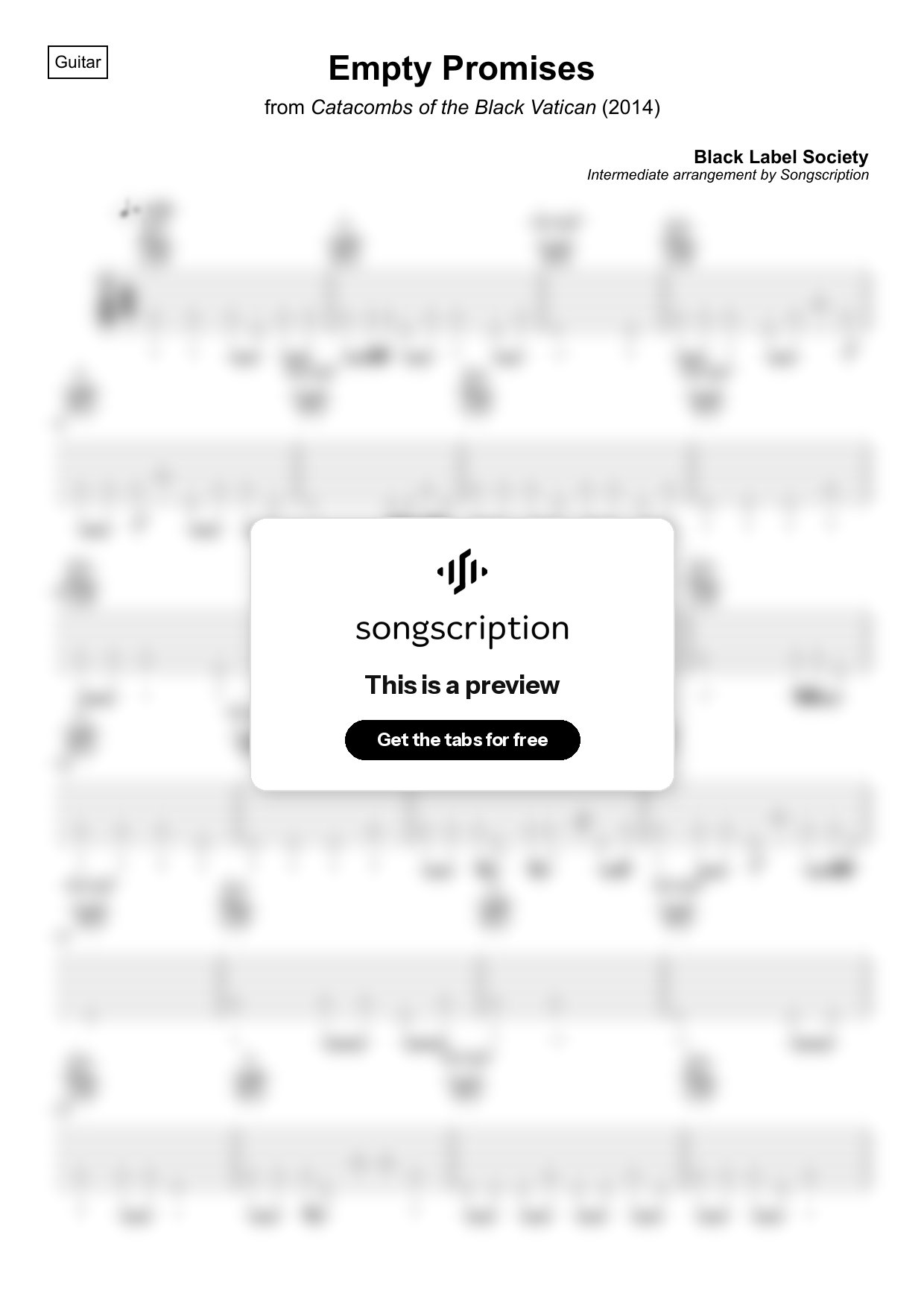 Intermediate Acoustic Guitar Tabs for "Empty Promises" by Black Label Society