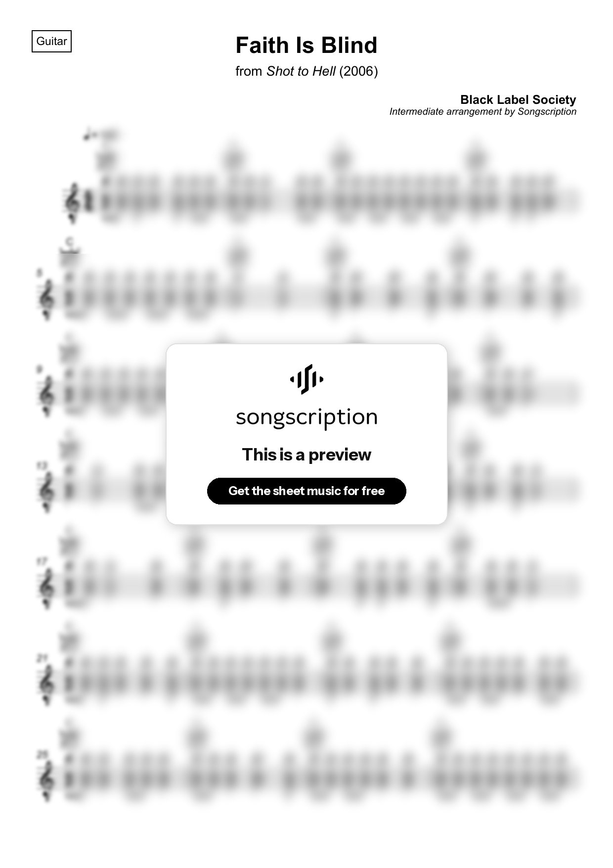 Intermediate Acoustic Guitar Sheet Music for "Faith Is Blind" by Black Label Society