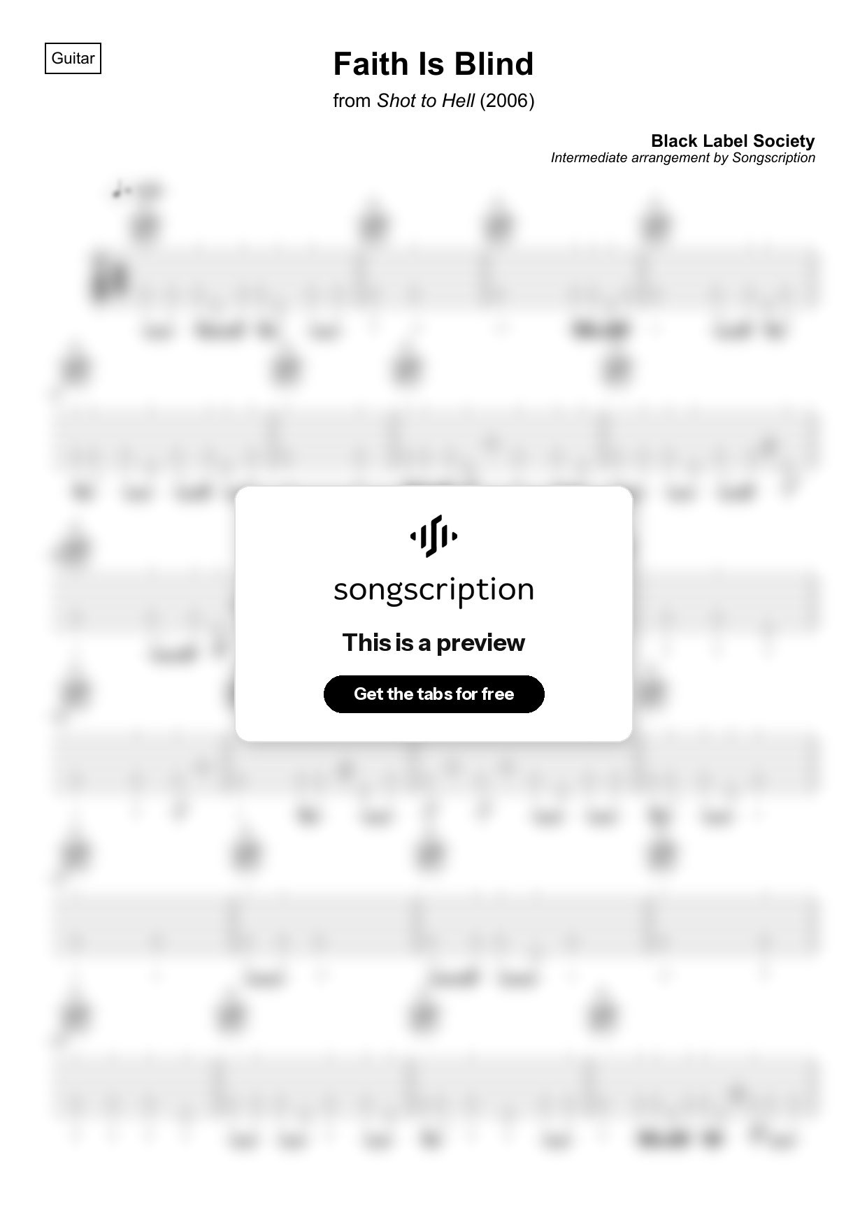 Intermediate Acoustic Guitar Tabs for "Faith Is Blind" by Black Label Society