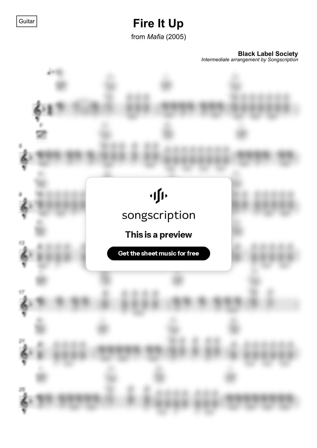 Intermediate Acoustic Guitar Sheet Music for "Fire It Up" by Black Label Society